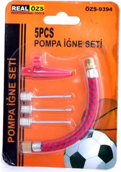 Real Özs Pompa Ucu Iğne Seti 5'li Spor Topları Hava Basıncı Düzenleme Aksesuarı