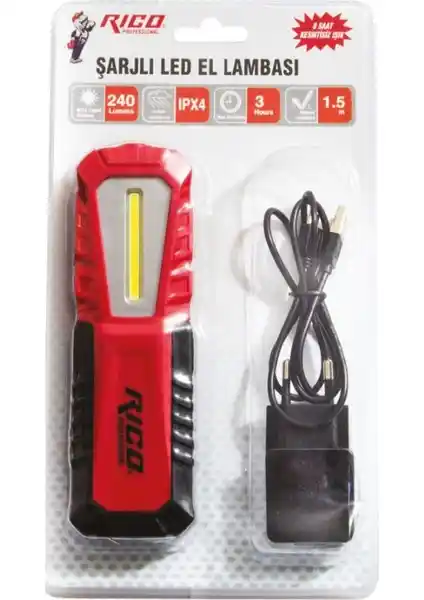 Rico Şarjlı LED El Feneri: Güçlü Işık ve Pratik Kullanım Özellikleri