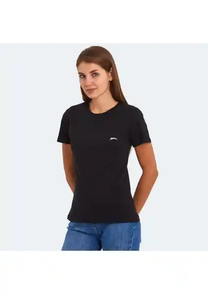 Slazenger KORNELI I Kadın Siyah Pamuk Tişört Modern ve Konforlu Tasarım