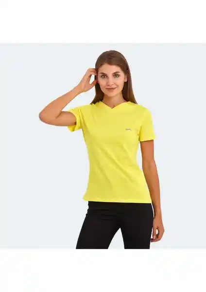 Slazenger Kristen I Kadın Sarı Tişört Günlük ve Spor Kullanımı İçin Uygun