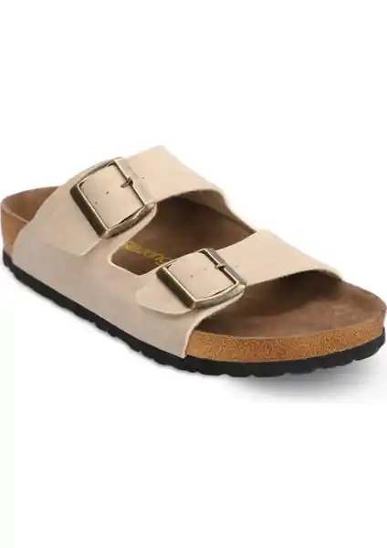 Slazenger LENS Kadın Bej Nubuk Terlik Konfor ve Şıklık Sunan Yazlık Ayakkabı