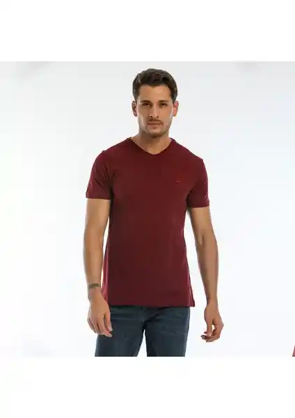 Slazenger SARGON KTN Erkek Tişörtü Bordo Renkli Şıklık ve Konfor Sunar