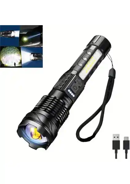 Valkyrie Şarjlı 7 Modlu LED El Feneri ile Güçlü ve Çok Fonksiyonlu Aydınlatma Çözümü