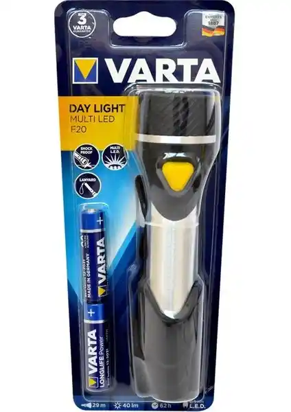 Varta 16632 Day Light Multi Led Fener 2AA Güçlü ve Dayanıklı El Feneri