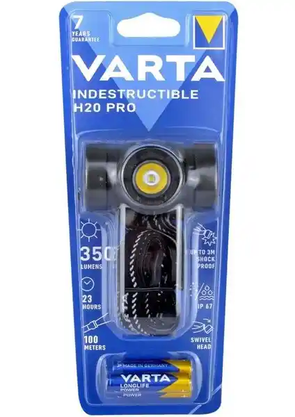 Varta 17732 Indestructible H20 Pro 3AAA Kafa Feneri Güçlü ve Dayanıklı Outdoor Aydınlatma Çözümü