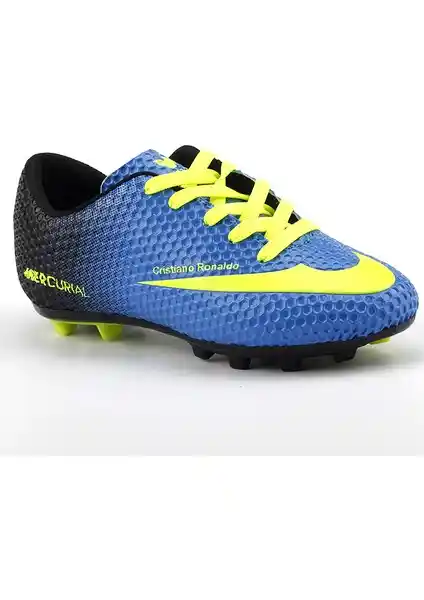 Walked 401 Mavi-Sarı Krampon Çim Zemin İçin Hafif ve Şık Çocuk Futbol Ayakkabısı