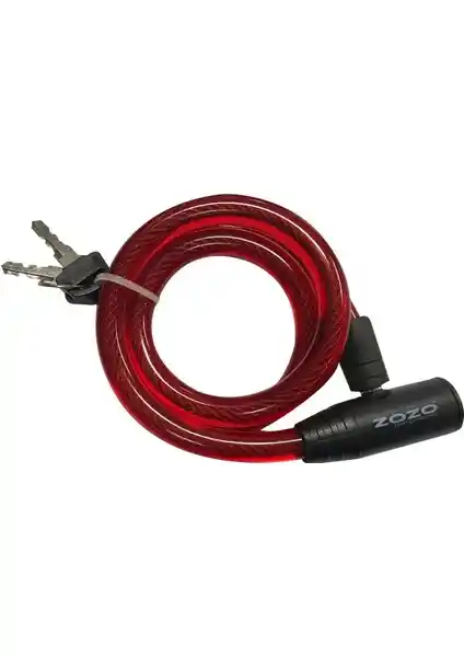 Zozo 12X800 mm Anahtarlı Bisiklet Kilidi Kırmızı Güvenlik ve Estetik Birlikteliği