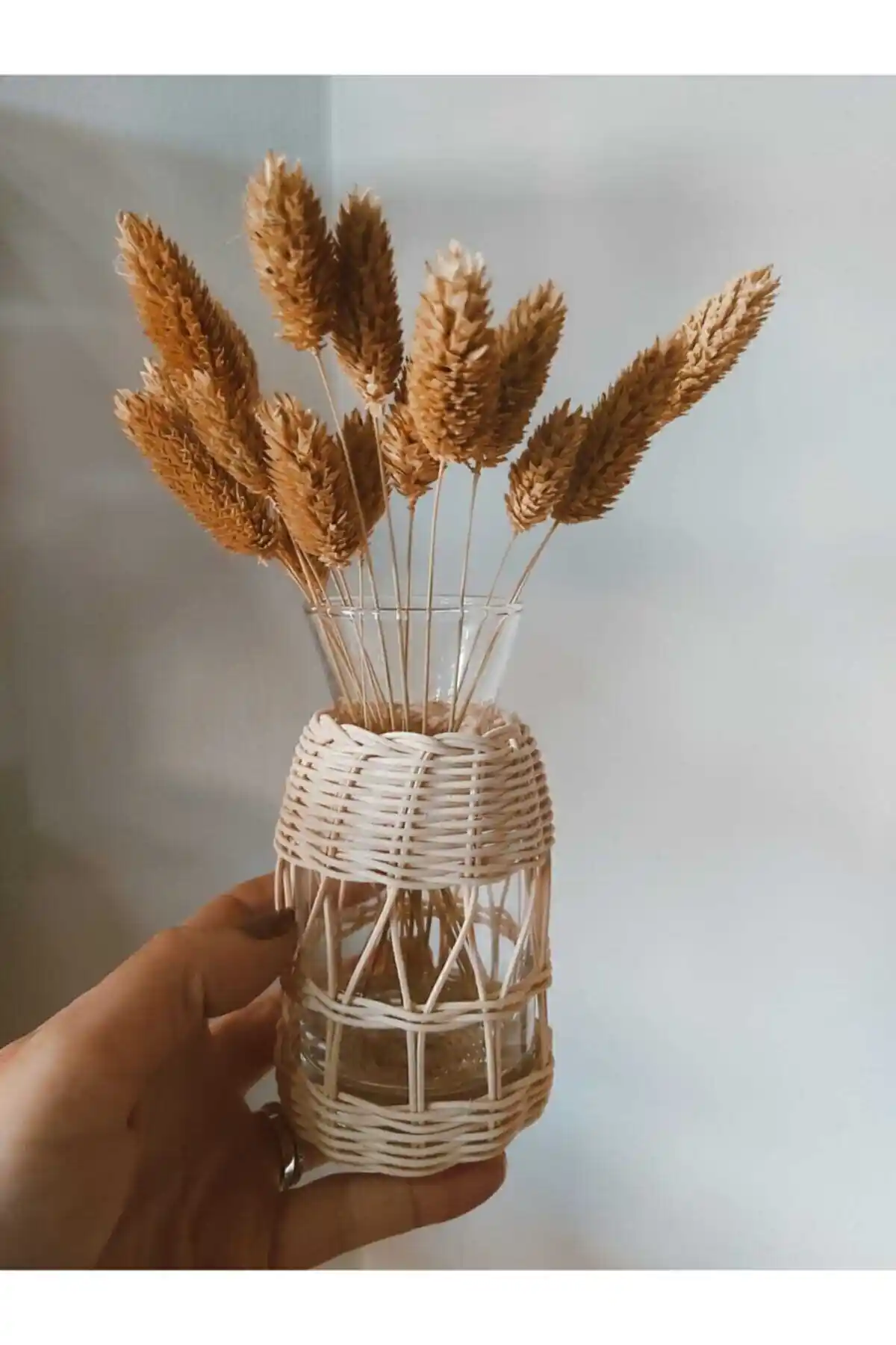 His Art Workshop Rattan Doğal Bambu Minik Vazo ile İç Mekana Estetik Katın