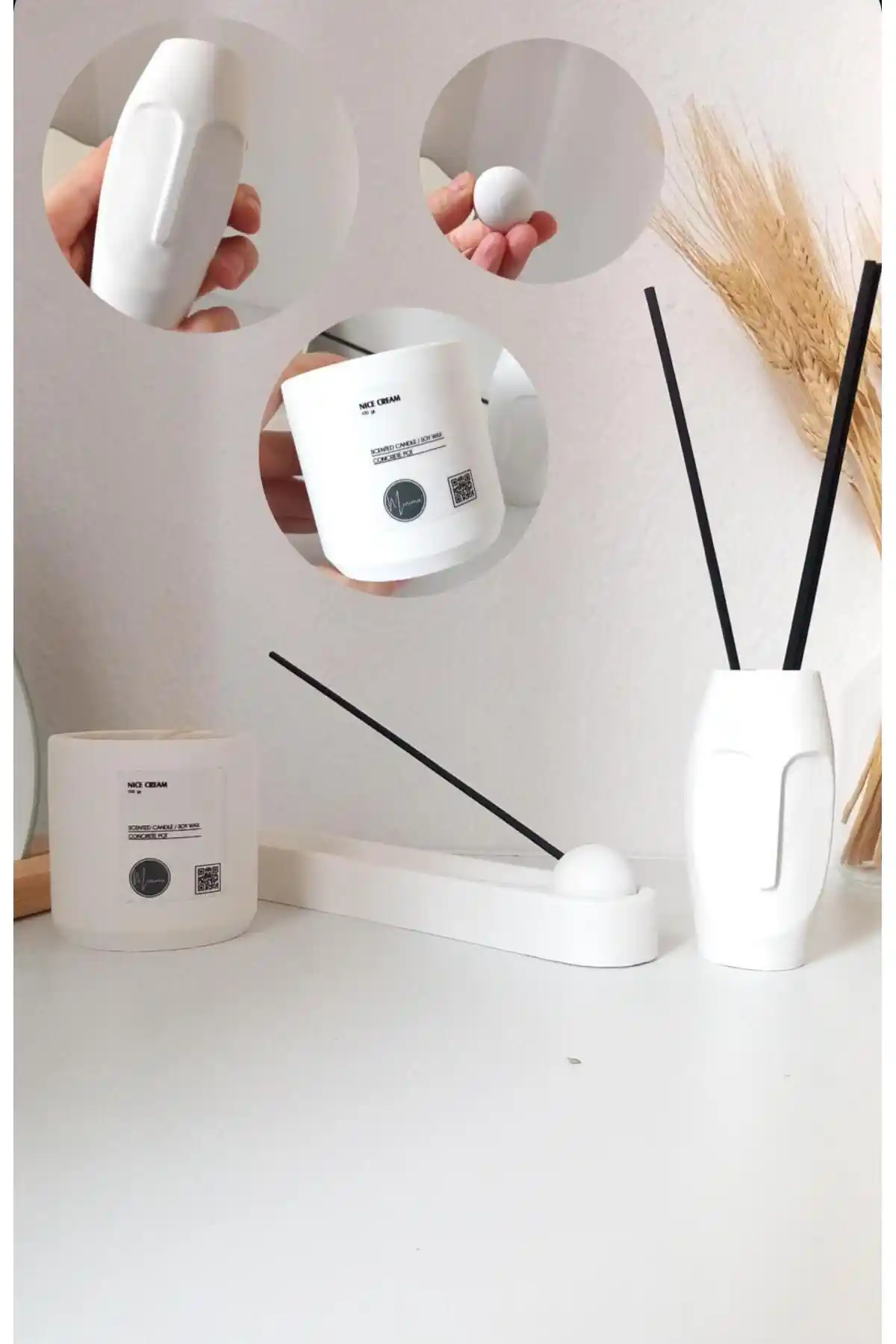 Minima Art Studio Dekoratif Hediye Mum Tütsülük Seti ile Estetik ve Fonksiyonellik