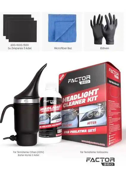 Factor360 ve Kraftech Buharlı Far Temizleme Setleri Karşılaştırması