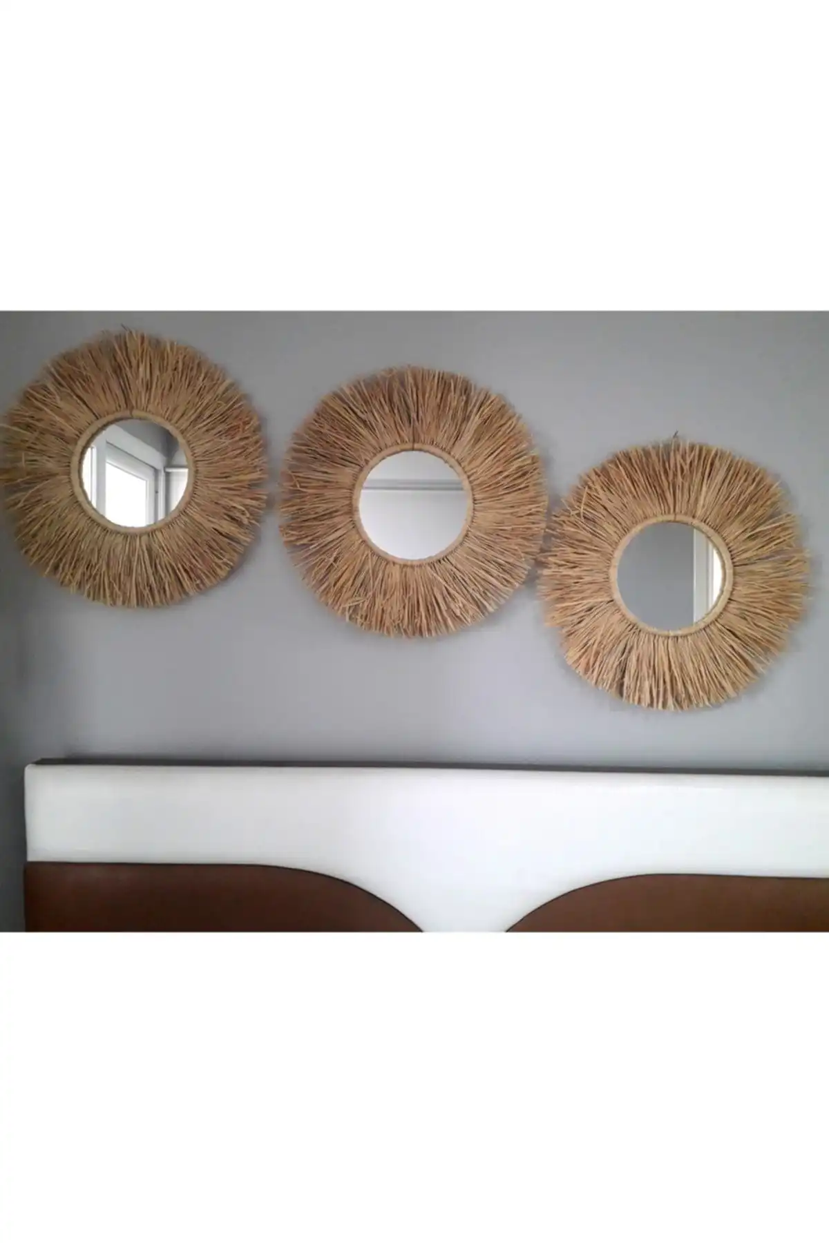 Bohem Handmade 3 Adet 50 cm Rafya Ayna Seti B040 ile Şık Dekorasyon Fırsatı
