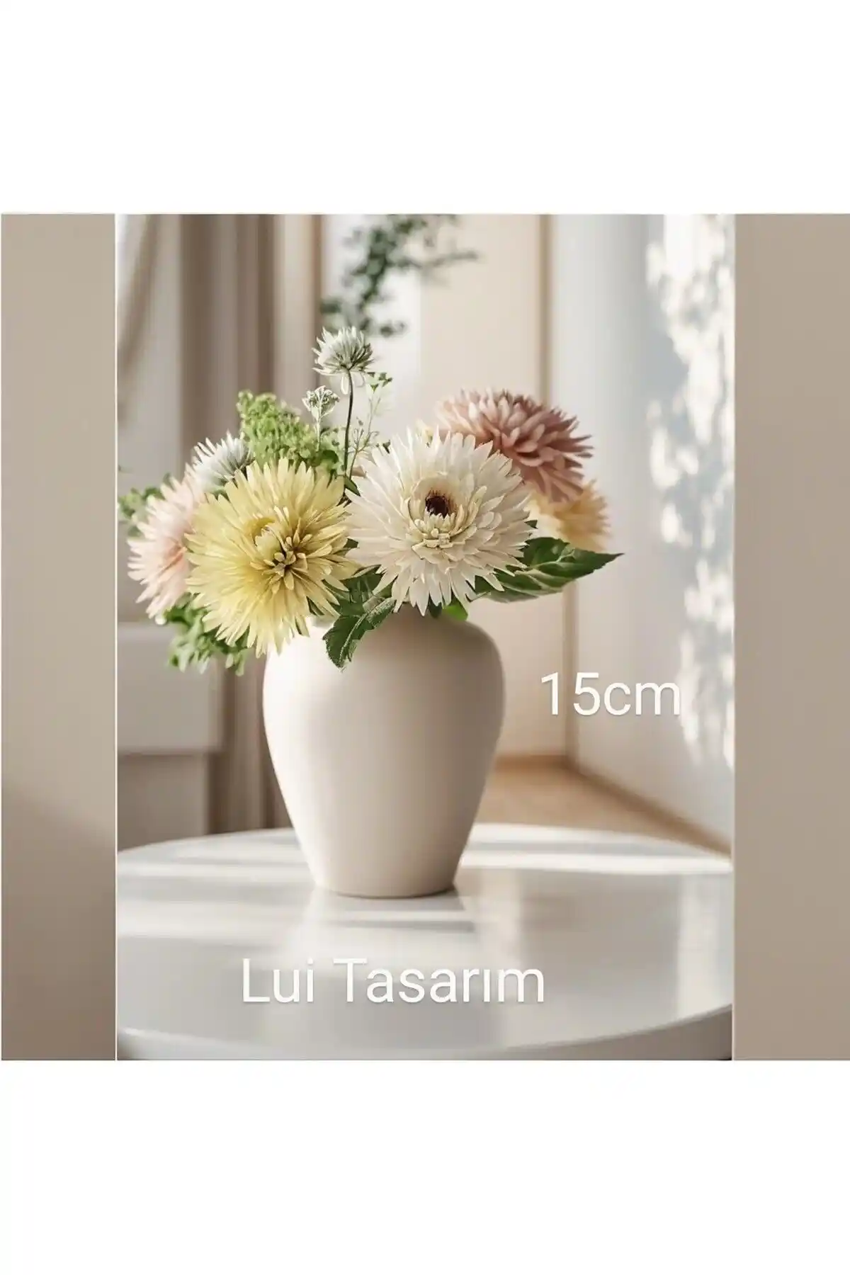 Lui Tasarım İskandinav Tarzı 15 cm Kırık Beyaz Seramik Vazo: Estetik ve Fonksiyonel