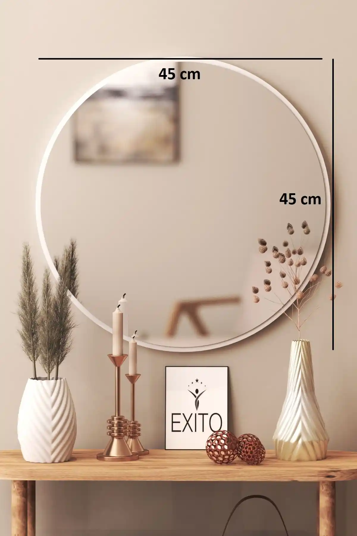 meDDex 45 Cm Beyaz Dekoratif Yuvarlak Ayna ile Modern Yaşam Alanları Yaratın