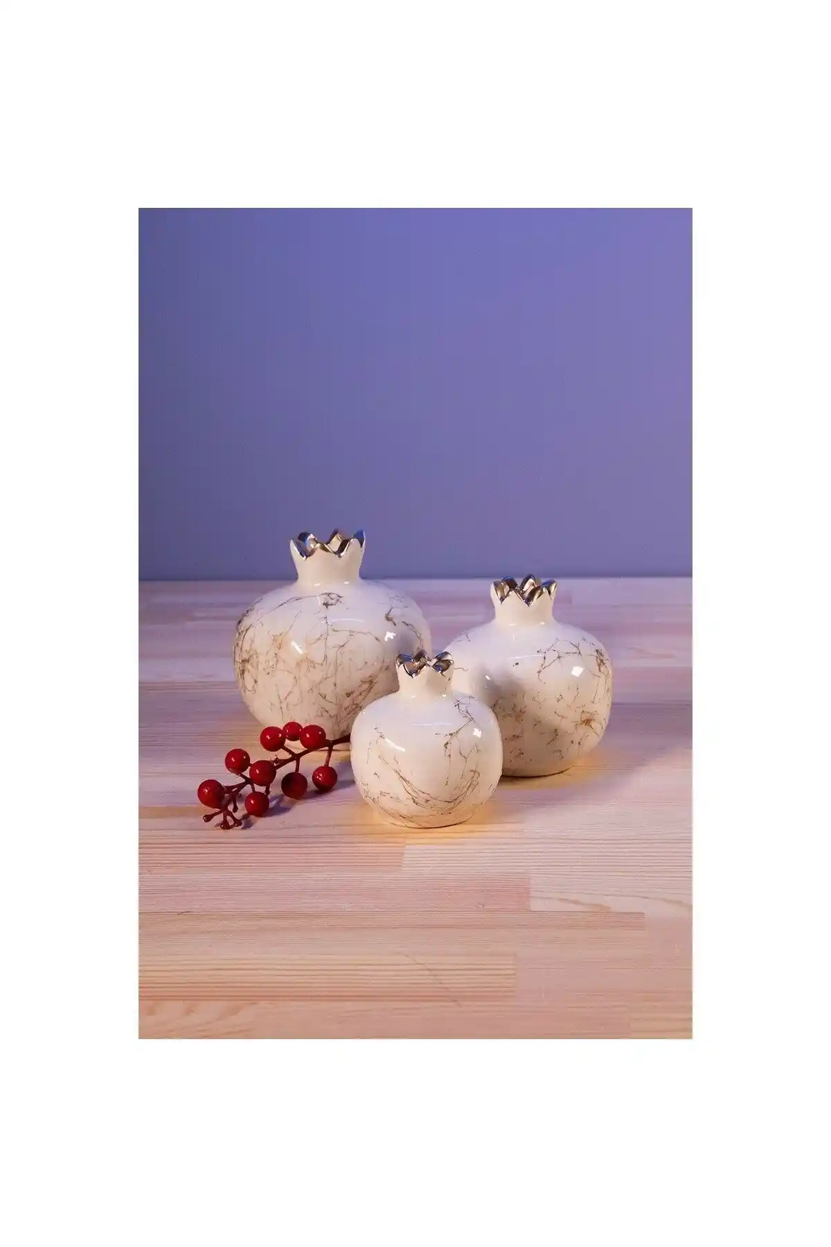 MRl Dekoratif Seramik 3'Lü Nar Seti ile Modern ve Şık Bir Dokunuş Yaratın