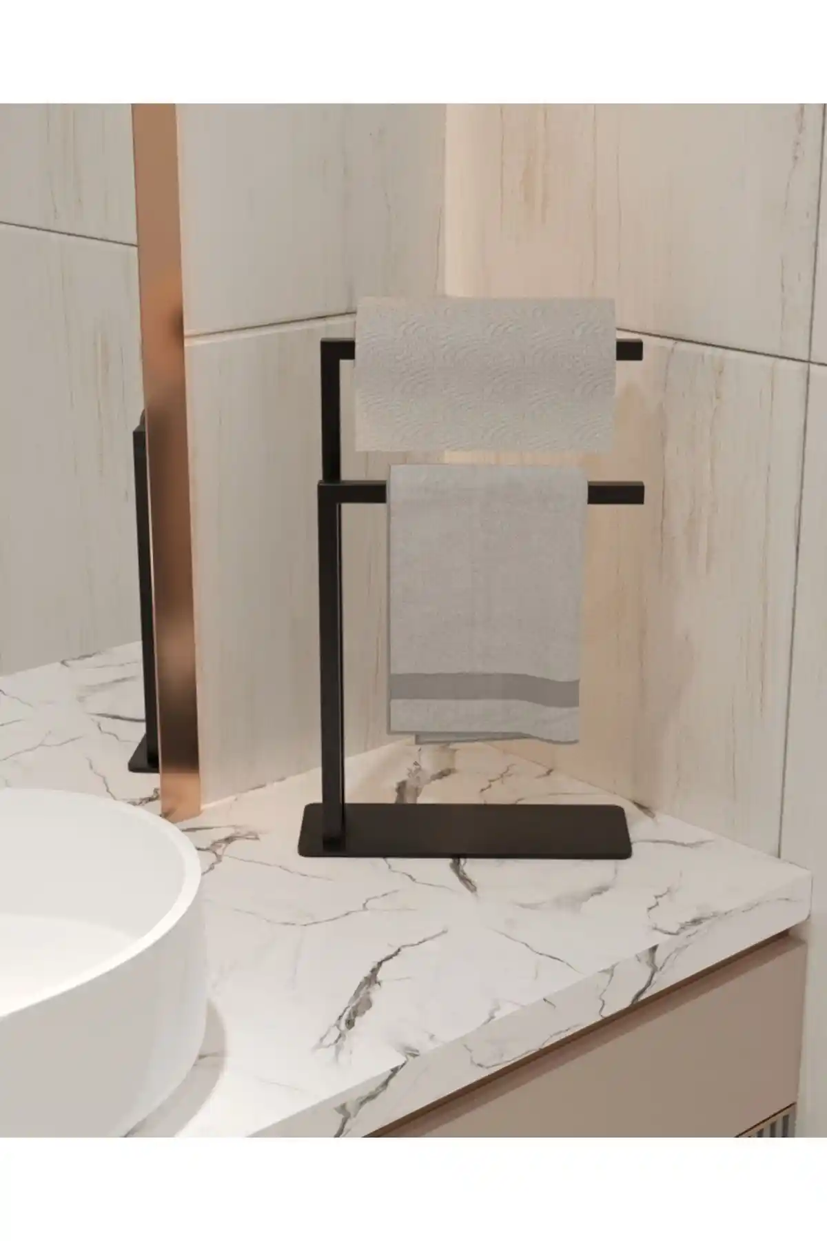 AJU Havluluk Tezgah Üzeri Metal Tasarım Modern Banyo Aksesuarı