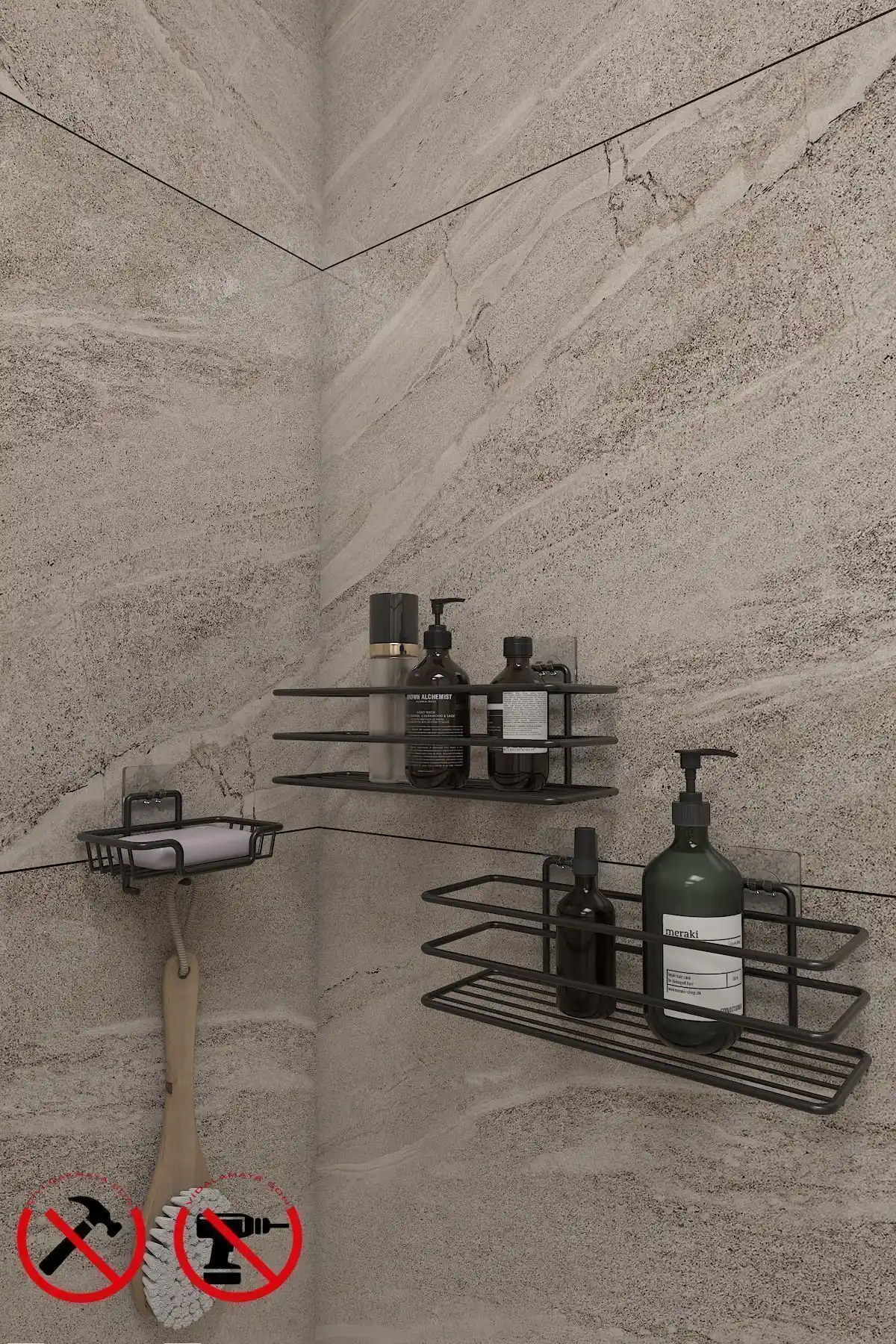 Alper Banyo Yapışkanlı Kancalı Raflar: Modern ve Dayanıklı Banyo Düzenleme Çözümü