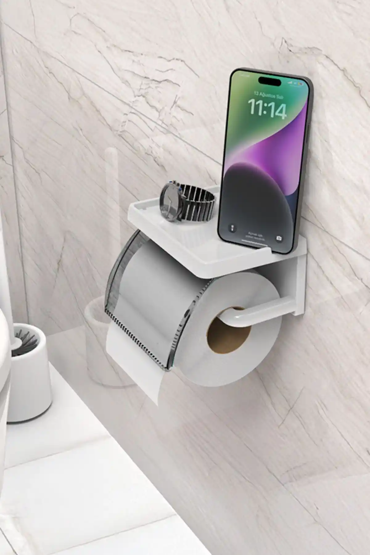 ATA HOME Yapışkanlı Kapaklı Tuvalet Kağıdı Askısı Pratik ve Estetik Banyo Çözümü