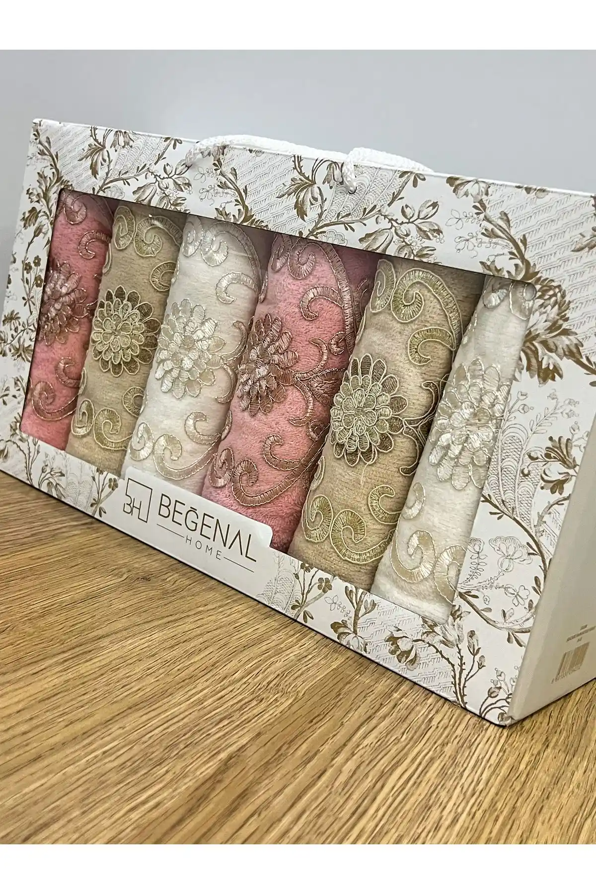 AYHANHOME Fransız Güpür İşlemeli Lüks Çeyizlik 6'lı El Yüz Havlu Seti 50x90 cm