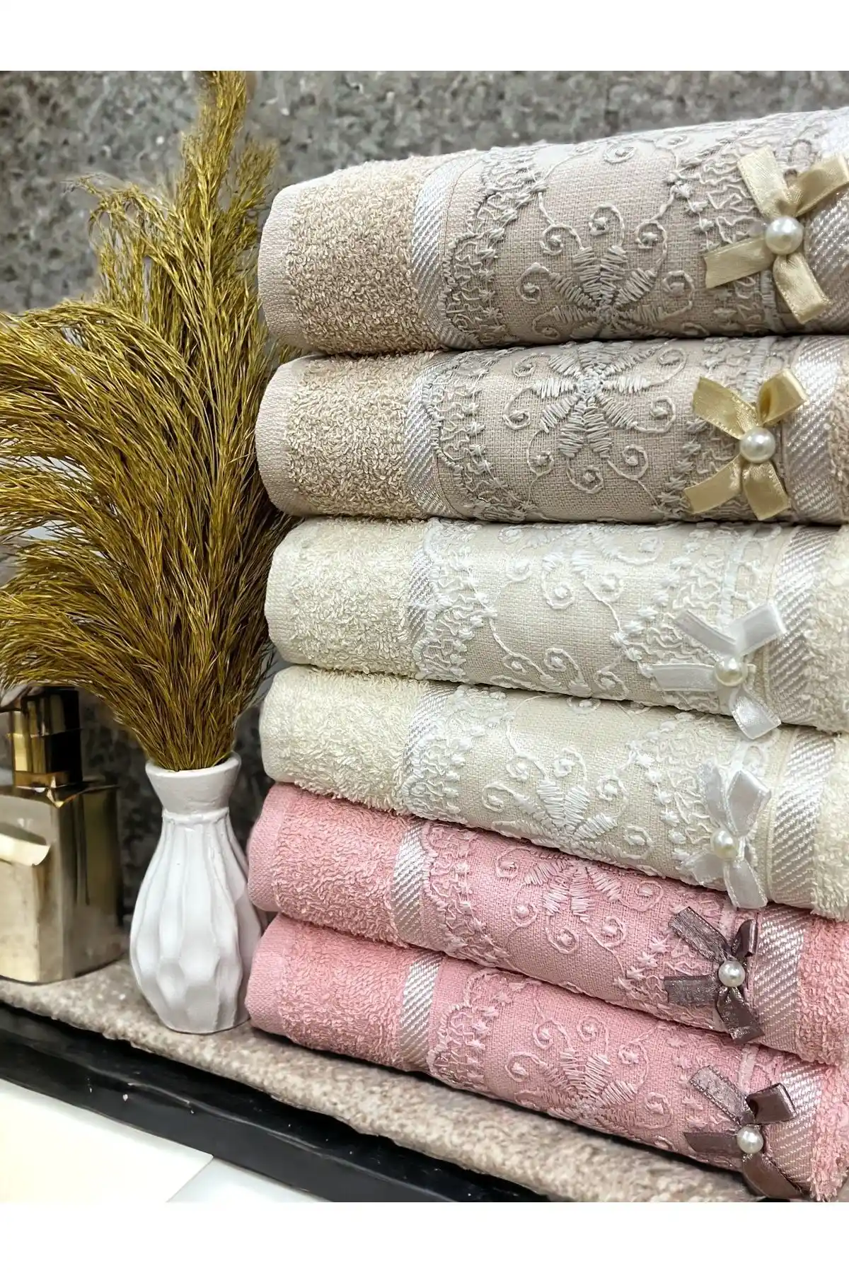 AYHANHOME Pamuklu Yüz Havlusu Seti 6'lı Pratik ve Şık Banyo Aksesuarı