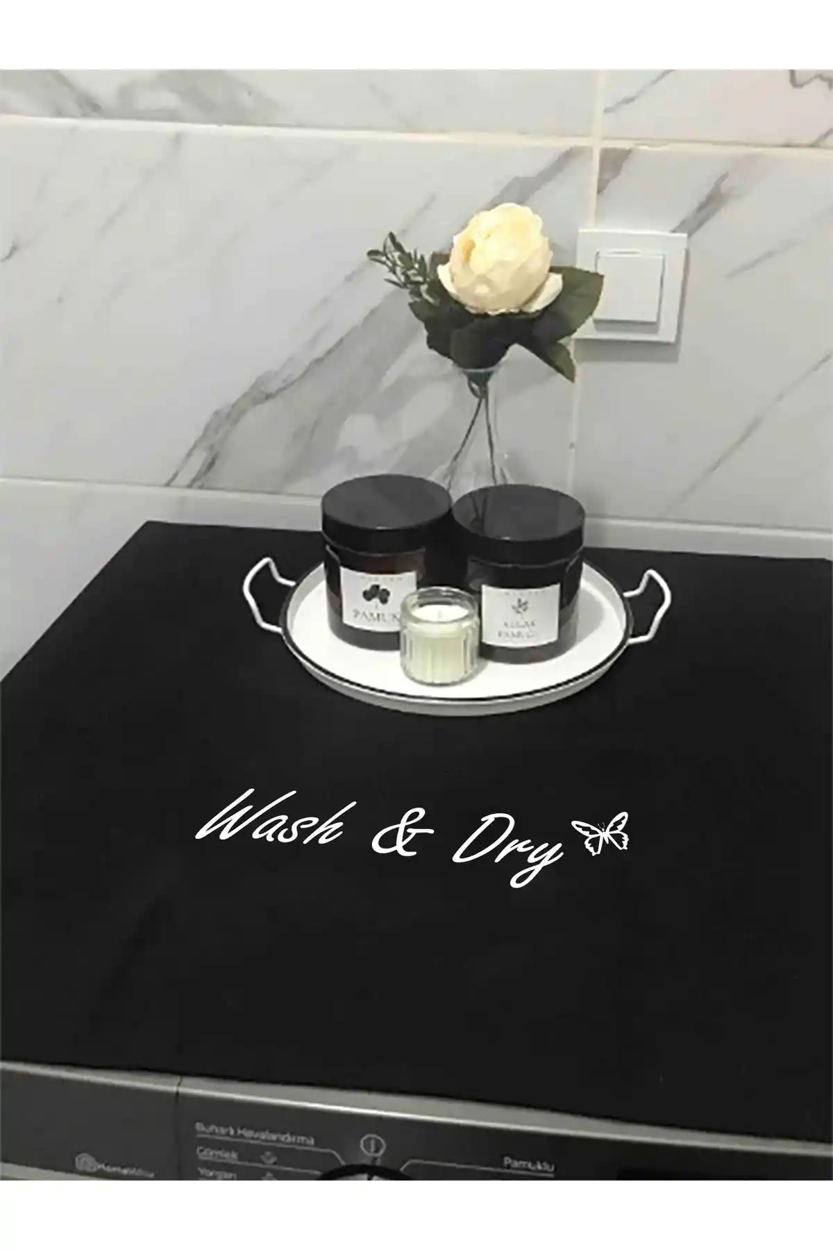 Bagand Siyah Çamaşır Makine Örtüsü Modern ve Dayanıklı Tasarımıyla Koruma Sağlar