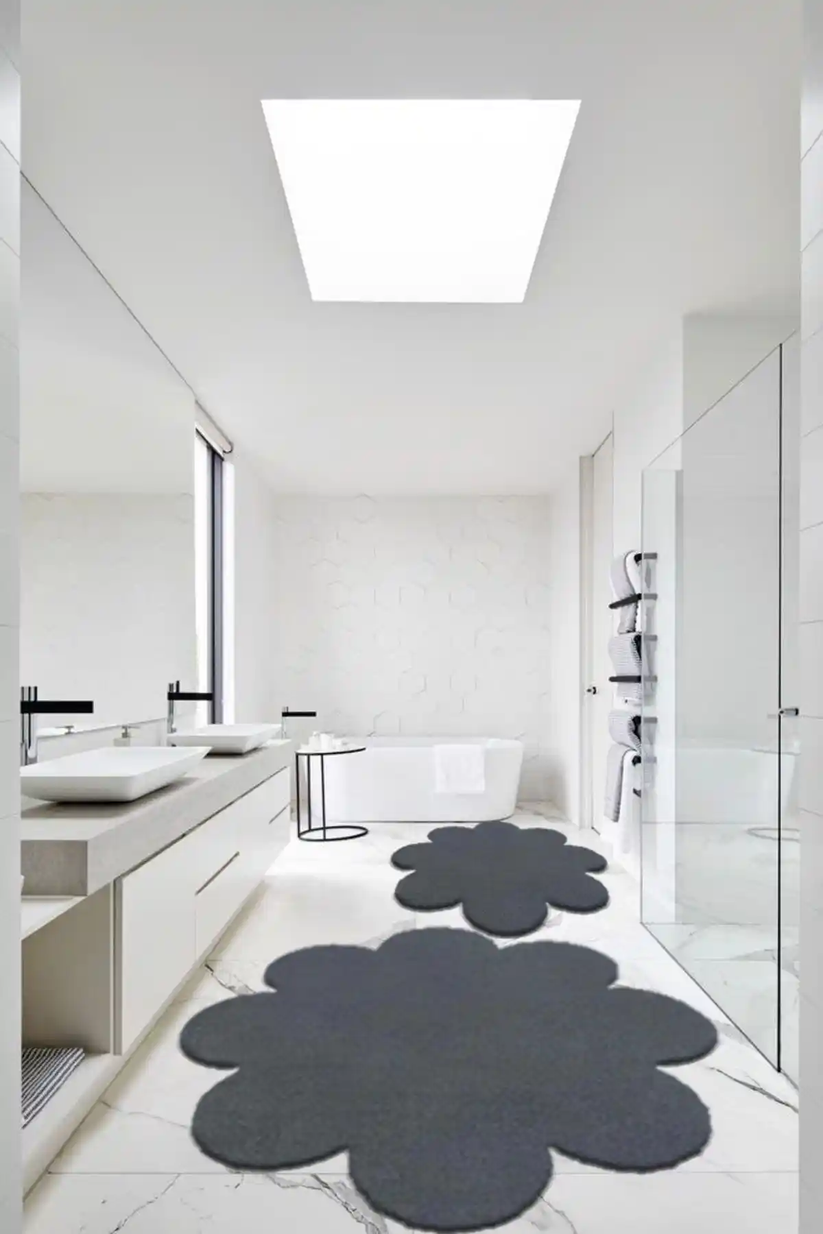 Balat Halı 2'li Koyu Gri Banyo Halısı Seti Modern ve Dayanıklı Tasarım