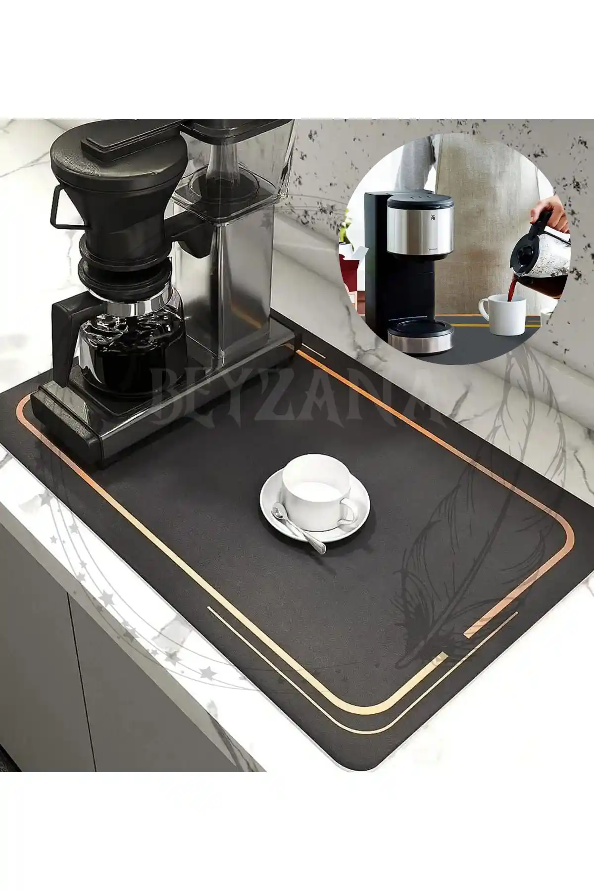 BEYZANA Bulaşık Kurutma Matı Modern ve Dayanıklı Mutfak Aksesuarı 36x50 cm