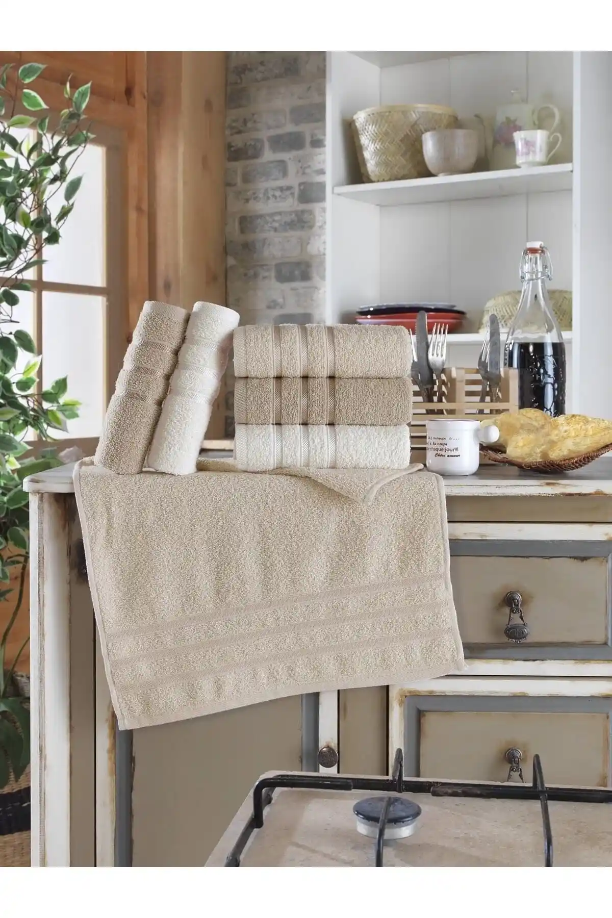 Binnur Home 6'lı Antibakteriyel El ve Yüz Havlusu Seti 40x60 Cm Modern Tasarım