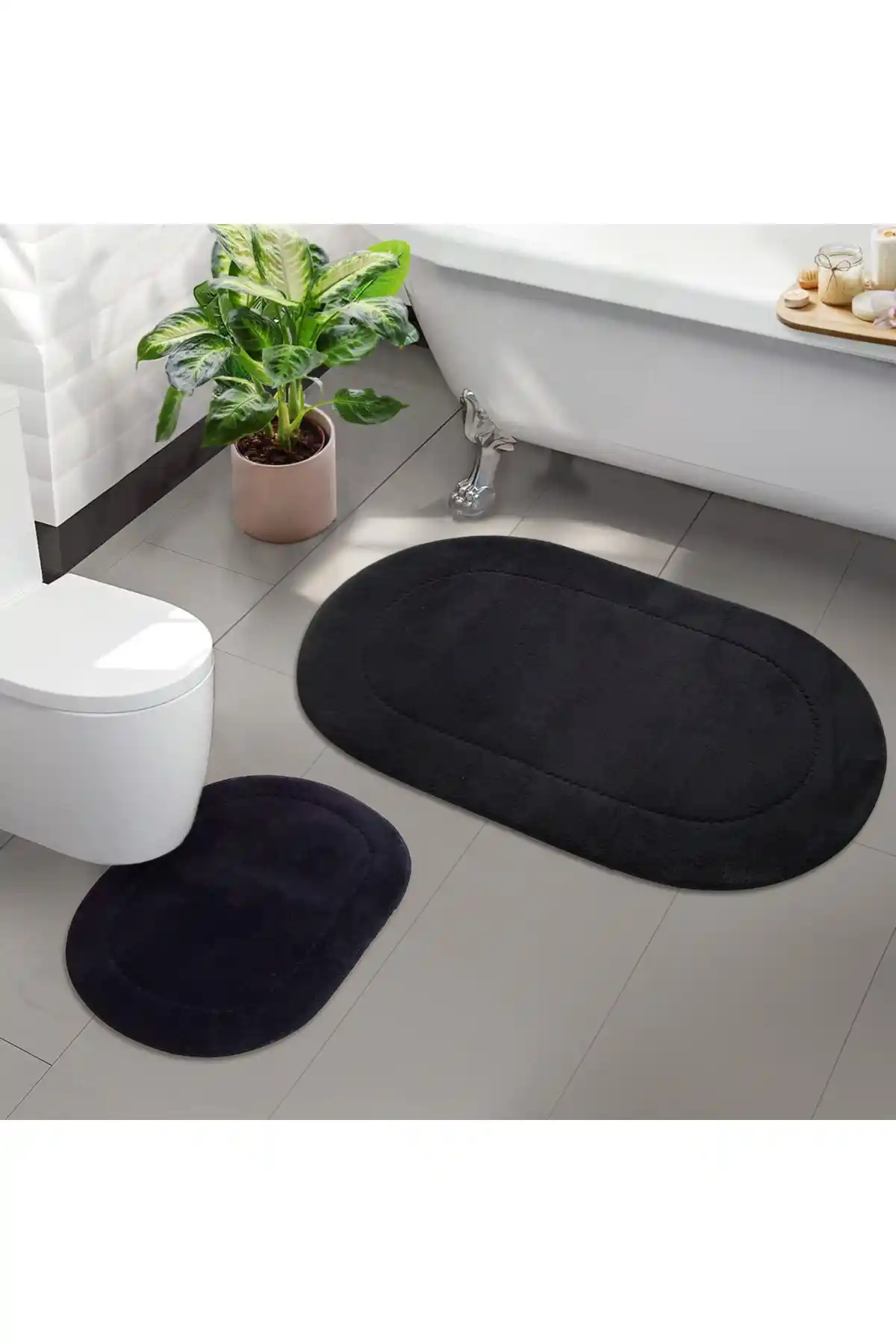 Bonny Home Rixos Siyah 2'li Banyo Paspası Seti Modern ve Şık Tasarımıyla Güvenli Kullanım