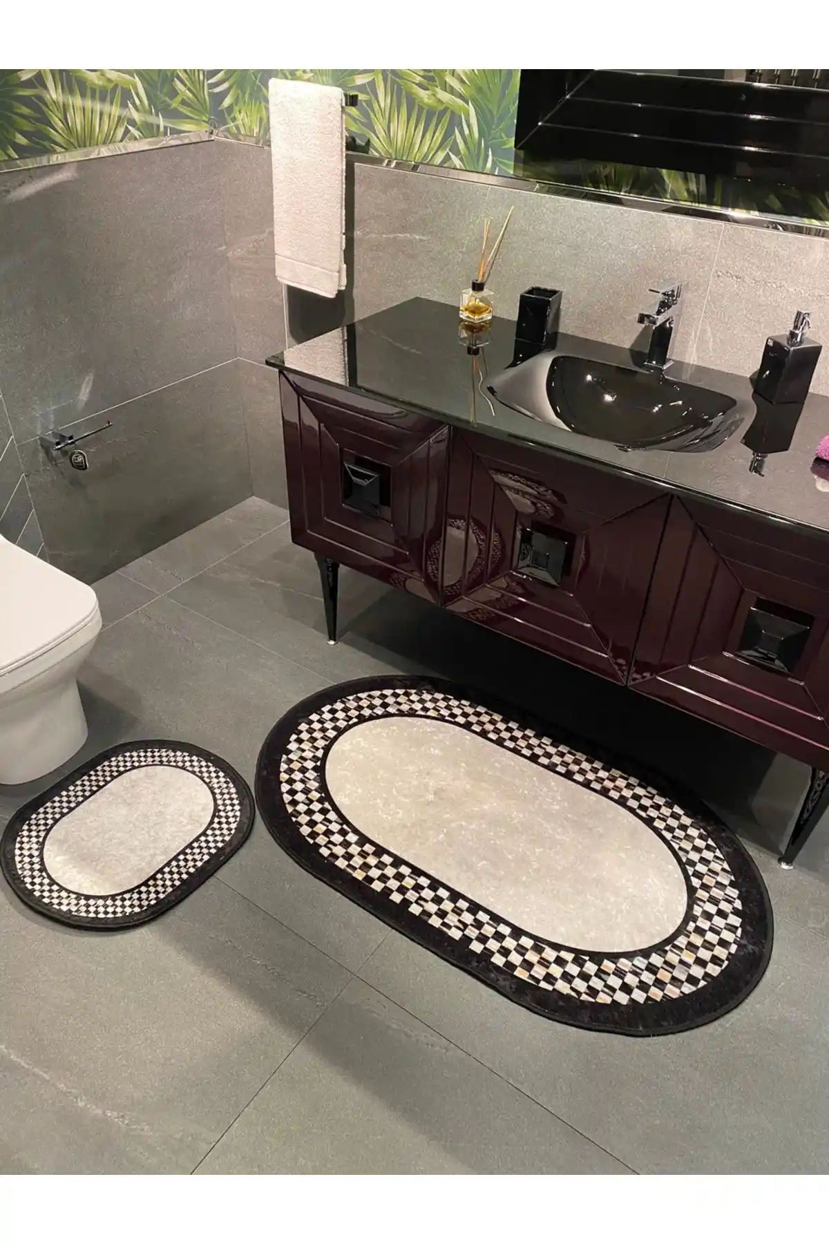 Brillant Lateks Taban Saçaksız İkili Banyo Paspas Takımı Modern ve Dayanıklı Tasarım