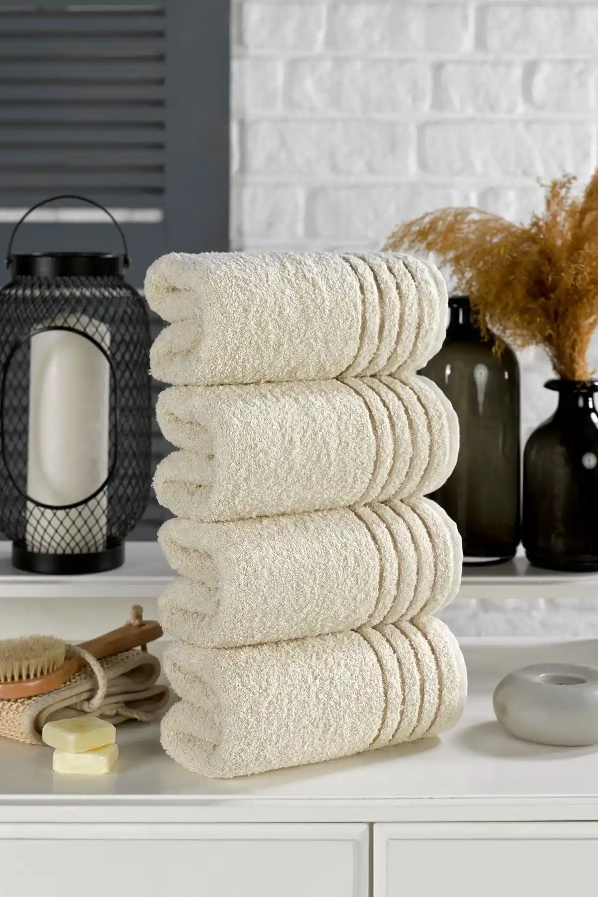 Casnack Diana Havlu Seti 4'lü 50x90cm - Modern ve Yumuşak Pamuklu Banyo Havlusu