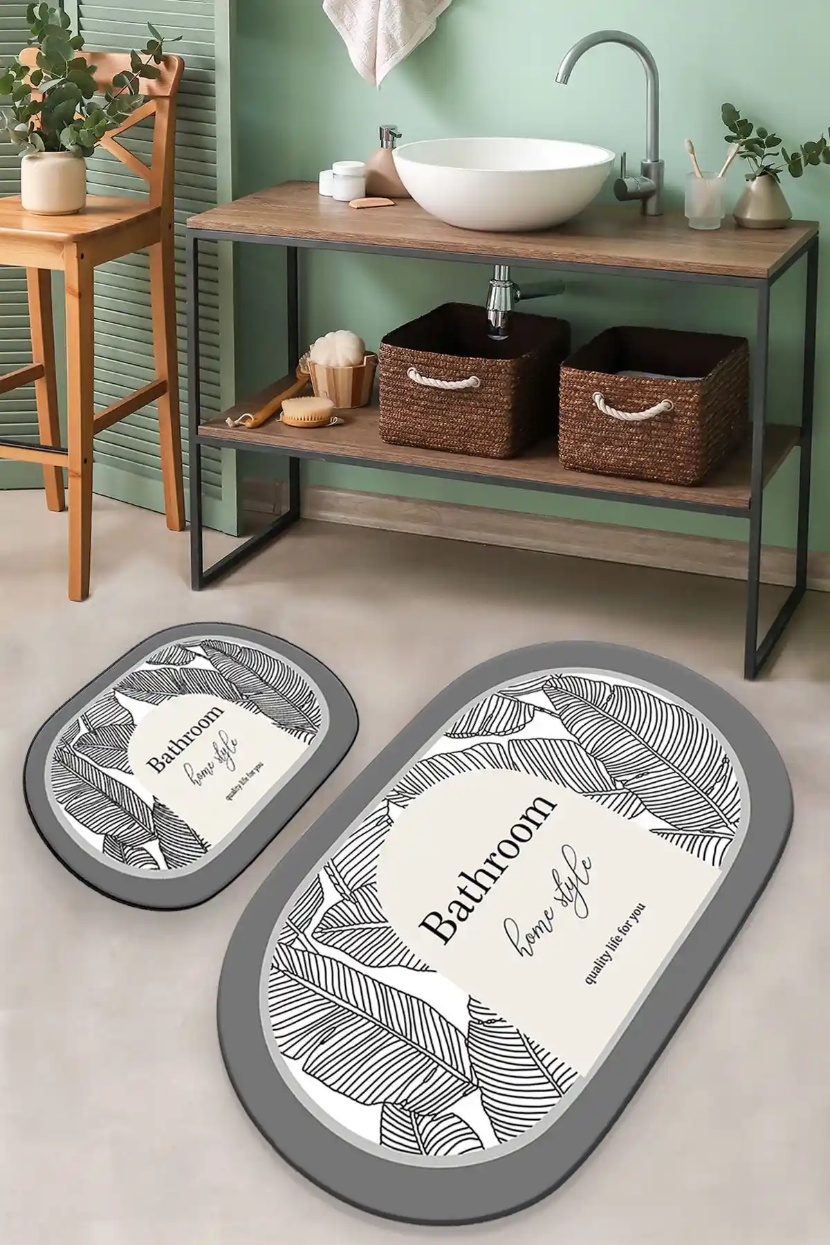 Chilai Home Earth Surface 2'li Banyo Halısı: Şık ve Güvenli Modern Banyo Dekorasyonu