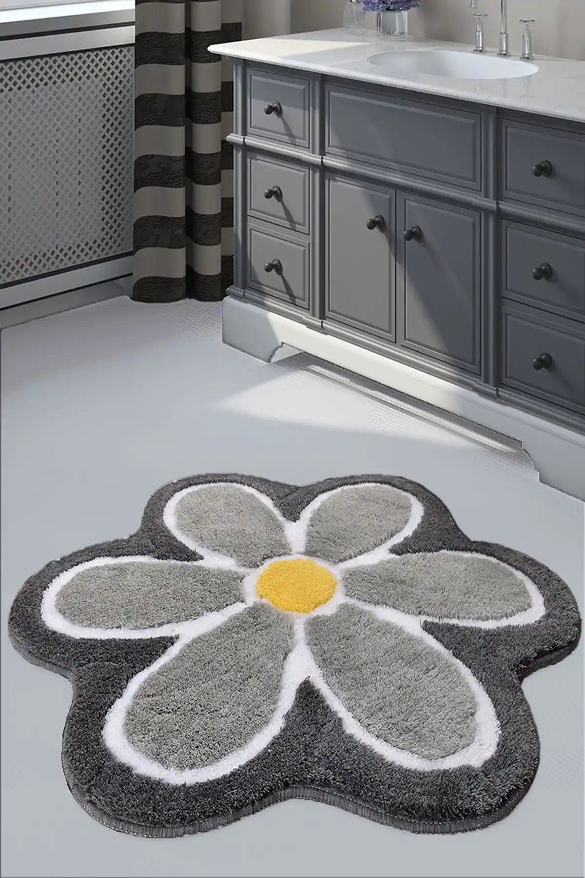 Chilai Home Flower Gri 90 Cm Yuvarlak Paspas ile Modern ve Dayanıklı Ev Dekorasyonu
