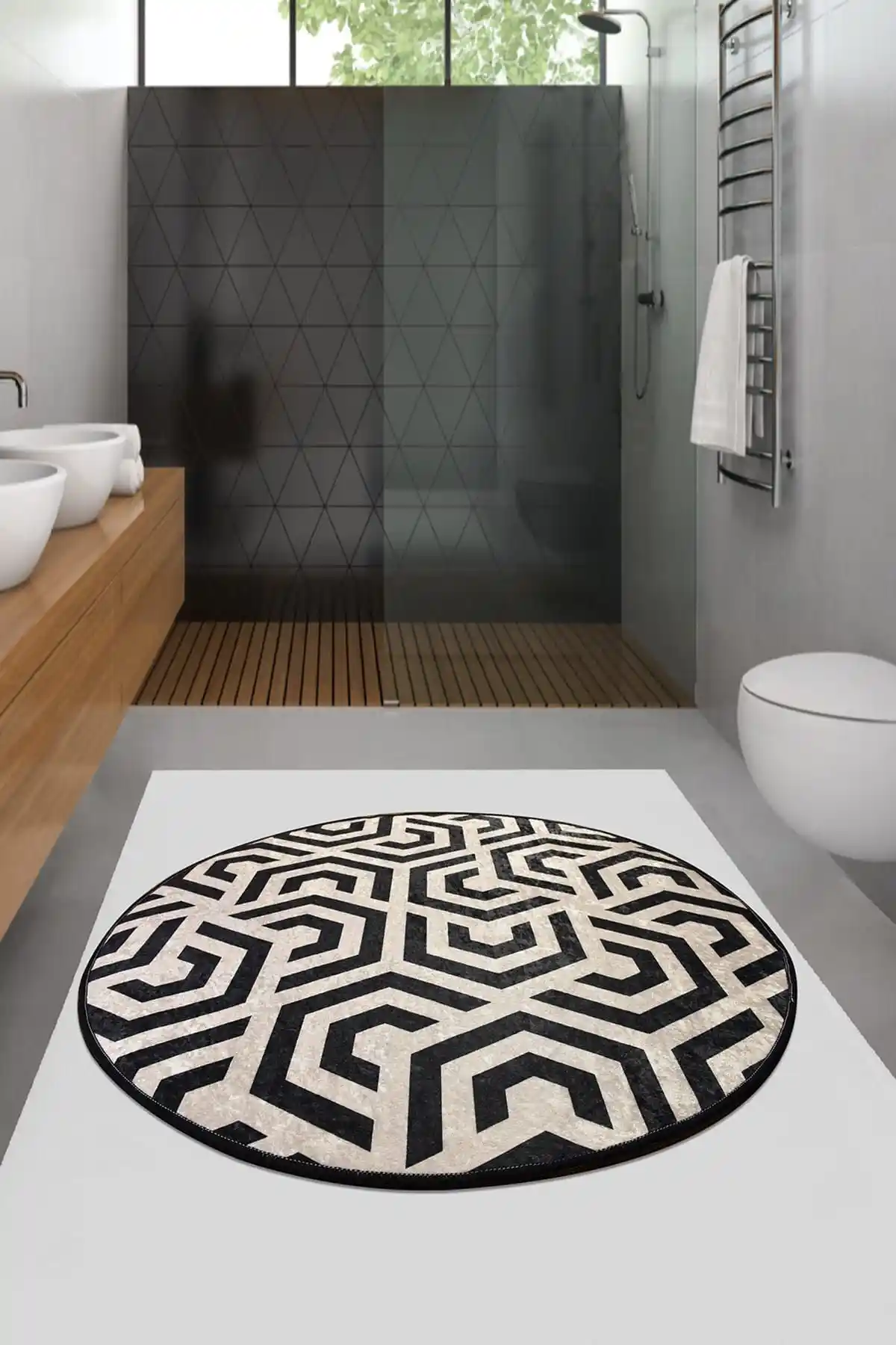 Chilai Home Line Çap 100 Cm Banyo Halısı Güvenlik ve Estetiği Bir Arada Sunar