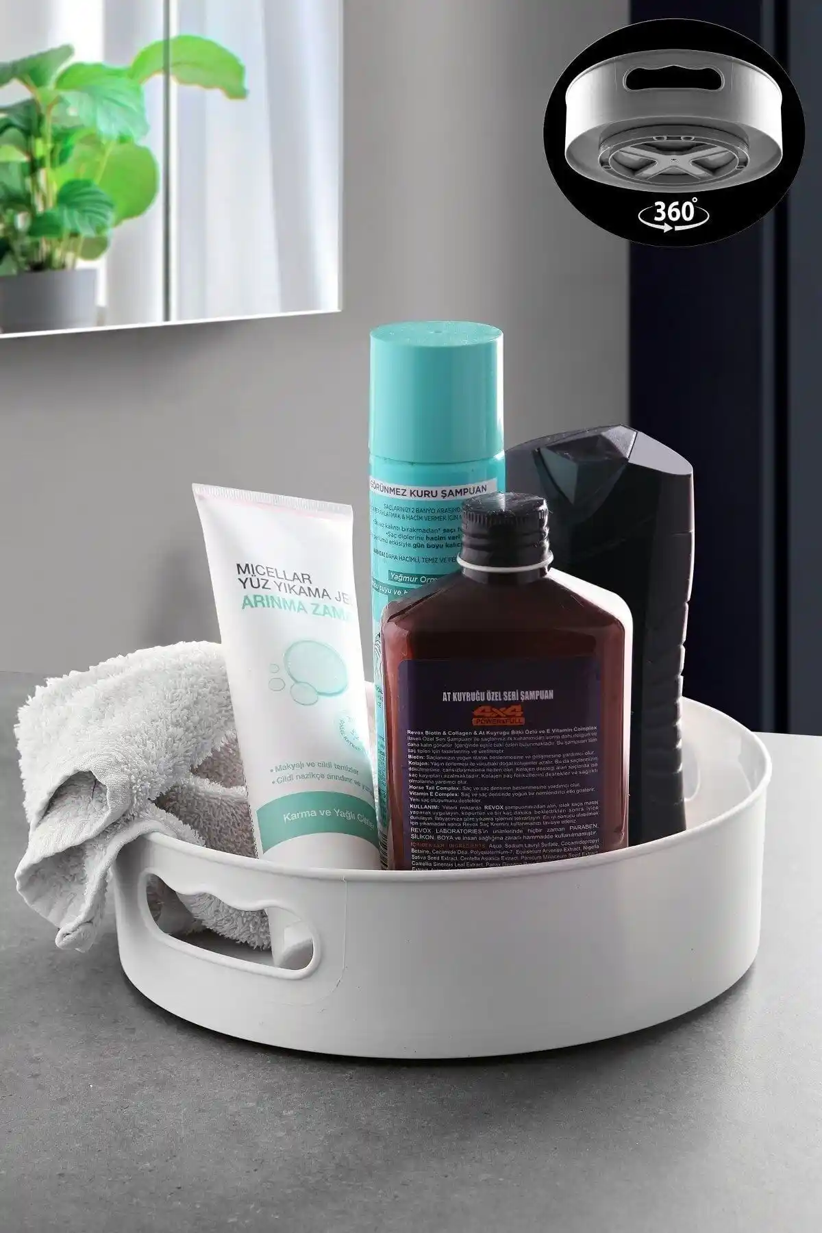 Çok Fonksiyonlu 360 Derece Dönen Beyaz Tepsi ile Ev ve Mutfak Düzeninizi Optimize Edin