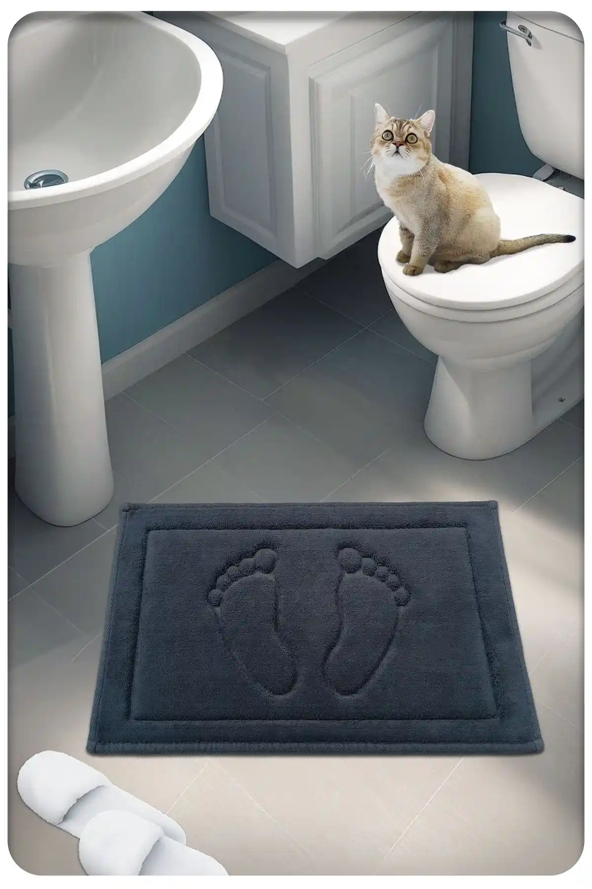 CottonCrafty Pamuk Dokuma Su Emici Banyo Paspası Modern ve Dayanıklı Tasarım