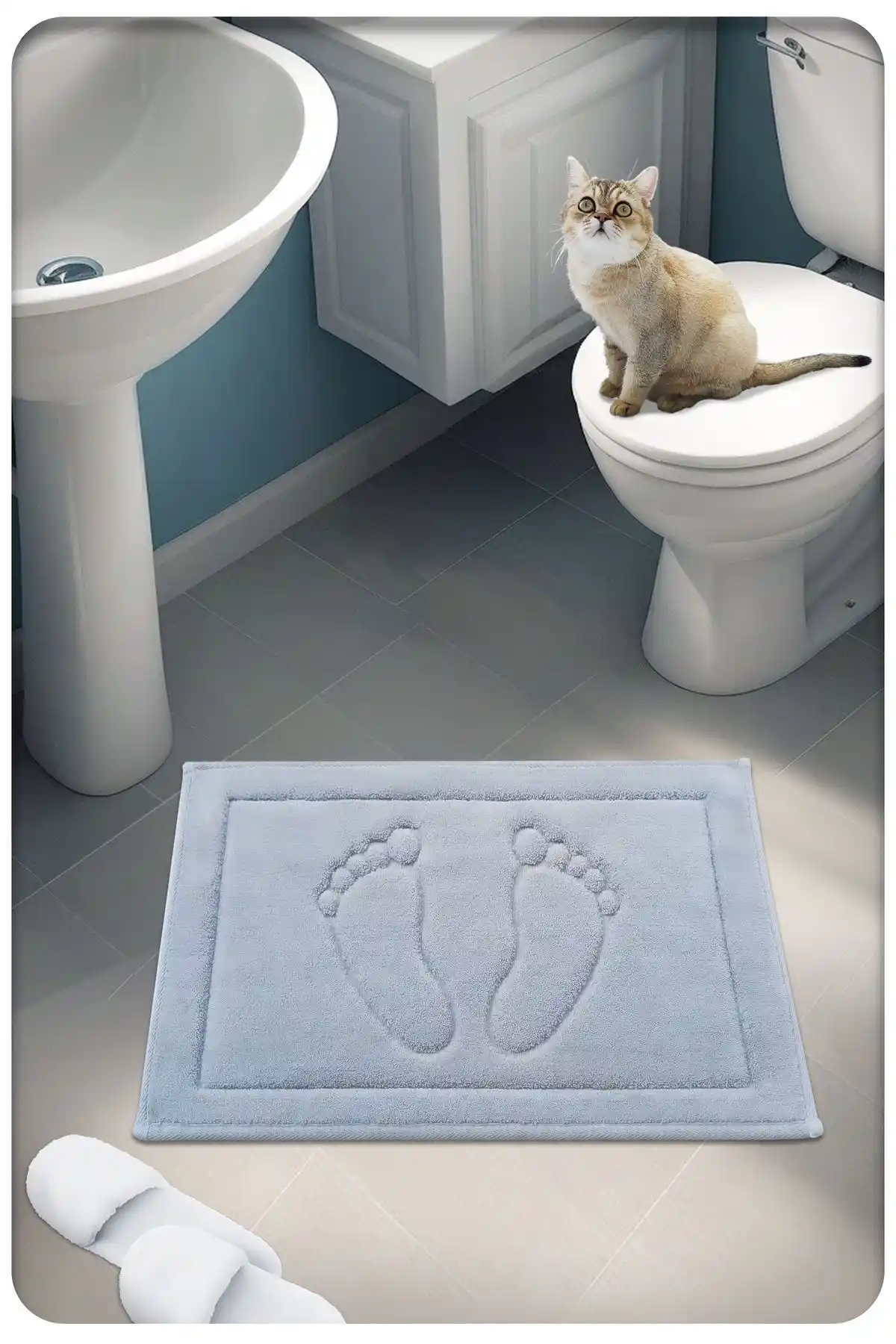 CottonCrafty Pamuk Dokuma Su Emici Banyo Paspası Modern ve Güvenli Tasarım