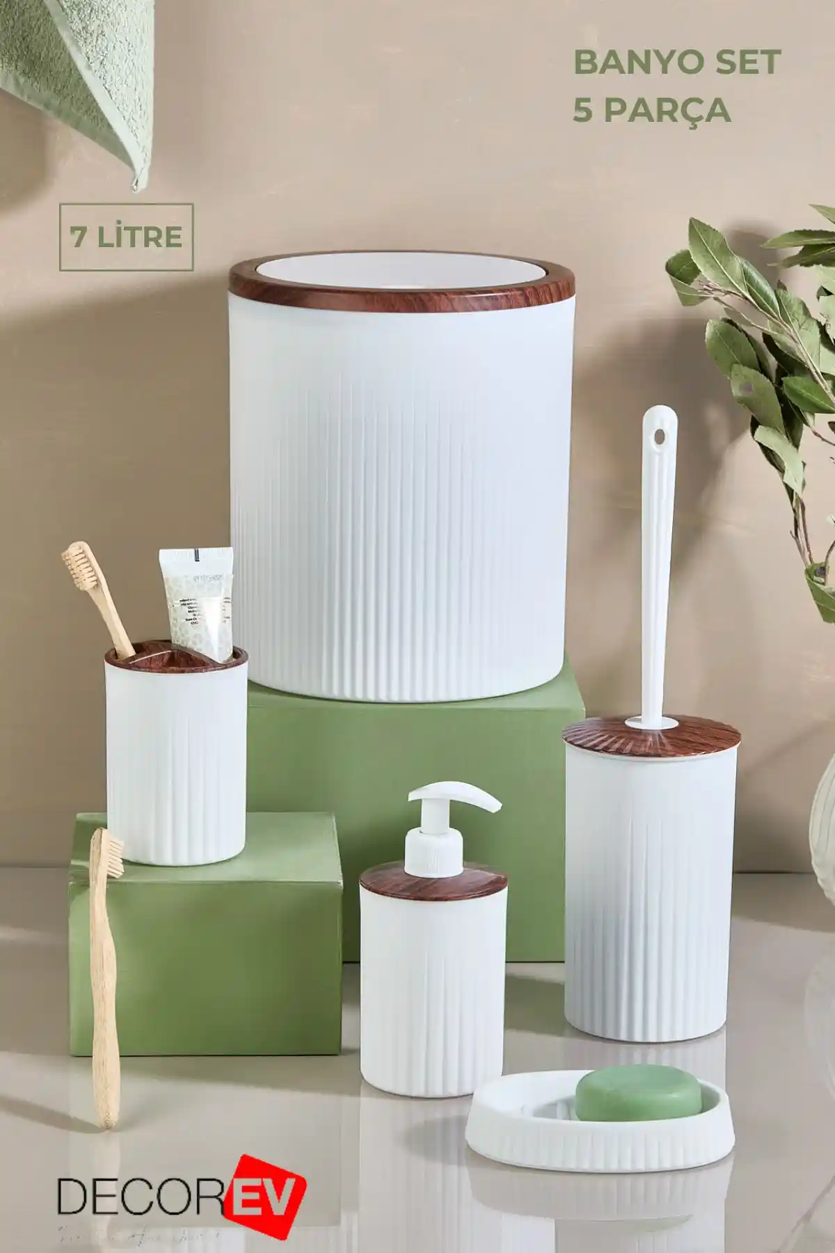 Decorev 5'li Banyo Seti: Şık ve Dayanıklı Modern Banyo Aksesuarları