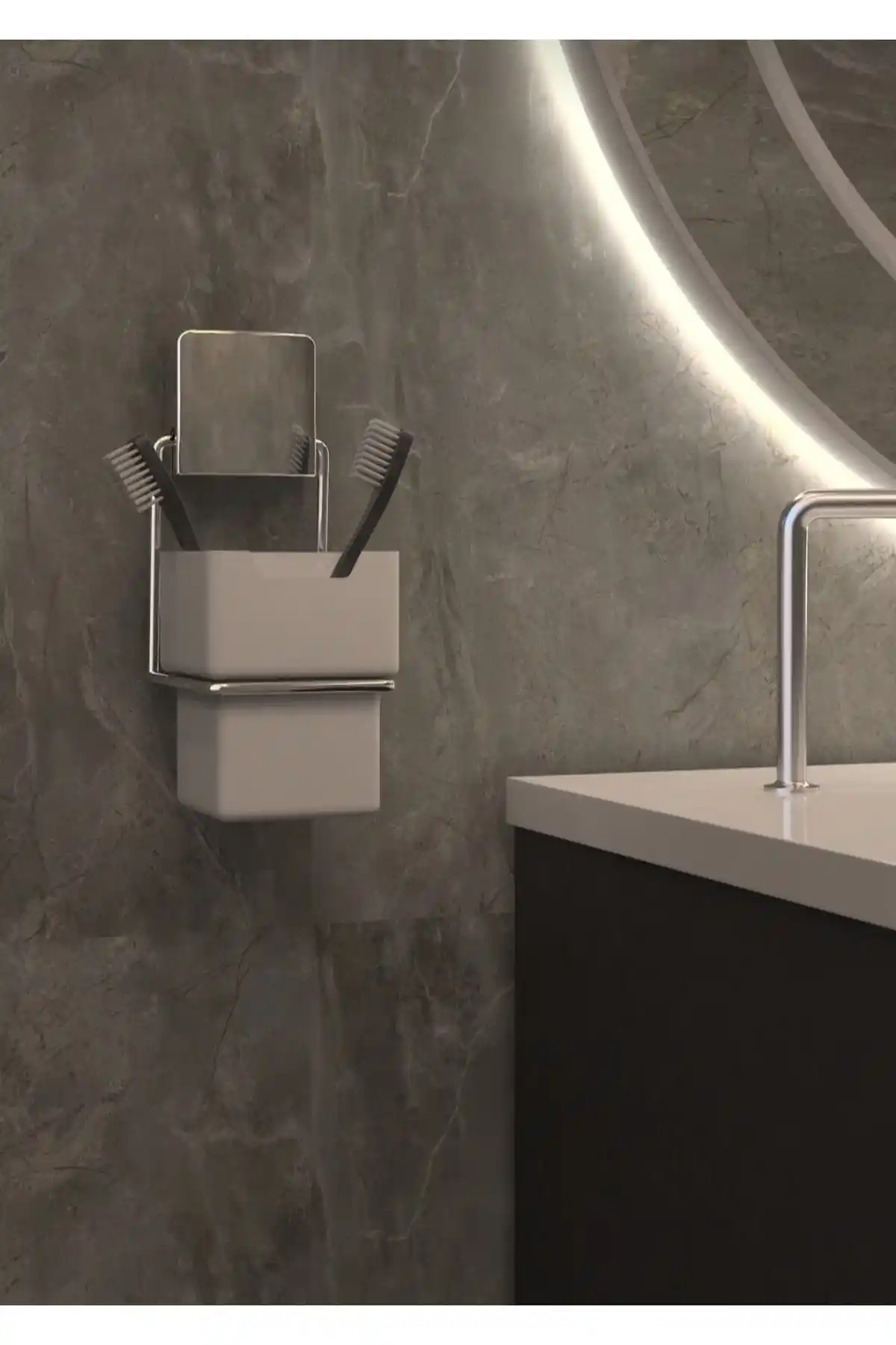 Decorev Krom Daiş Fırçalık Modern Tasarım ve Kullanışlılık Sunan Banyo Aksesuarı
