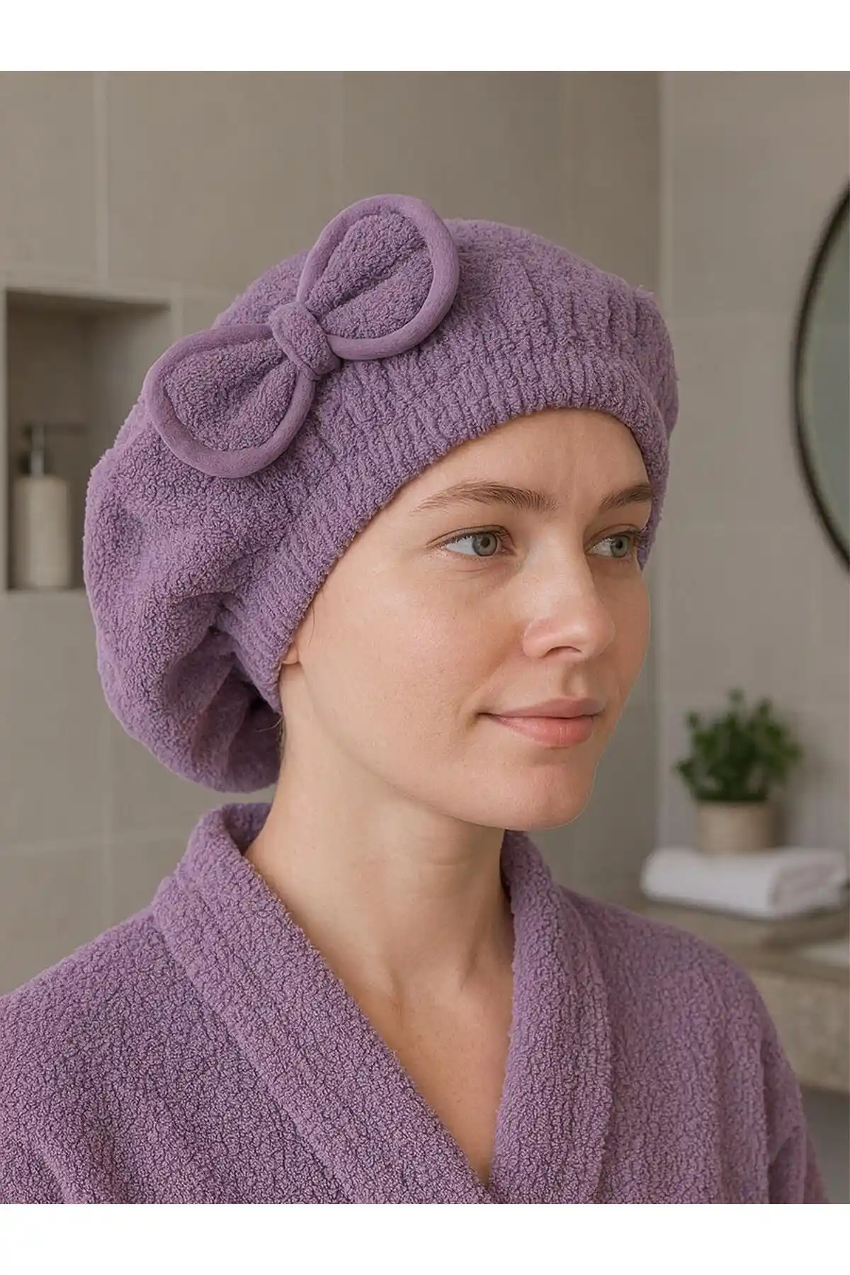 Ender Home Fiyonklu Lastikli Saç Kurulama Bonesi Yüksek Kalite ve Estetik Tasarım