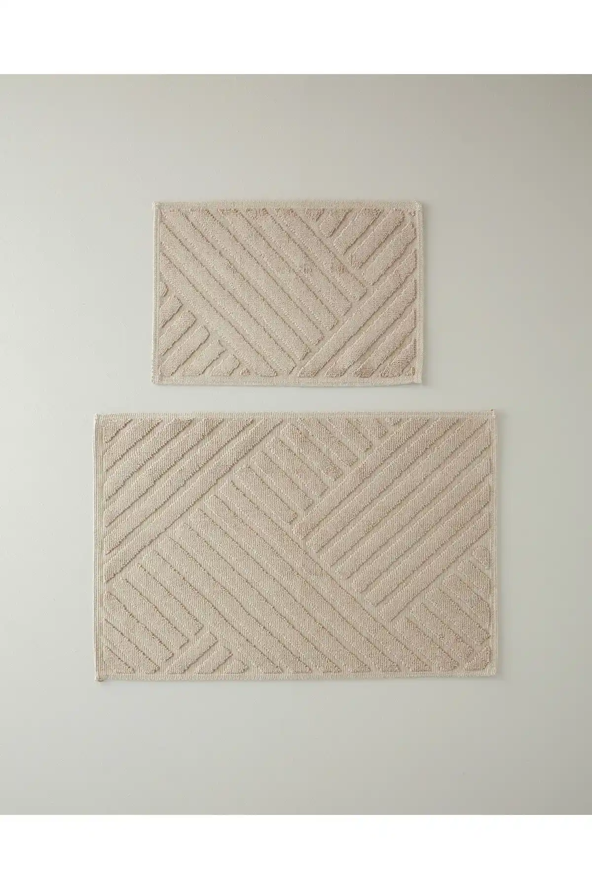 English Home Linea Pamuklu Bukle Banyo Paspası Seti Bej Modern ve Şık Tasarım