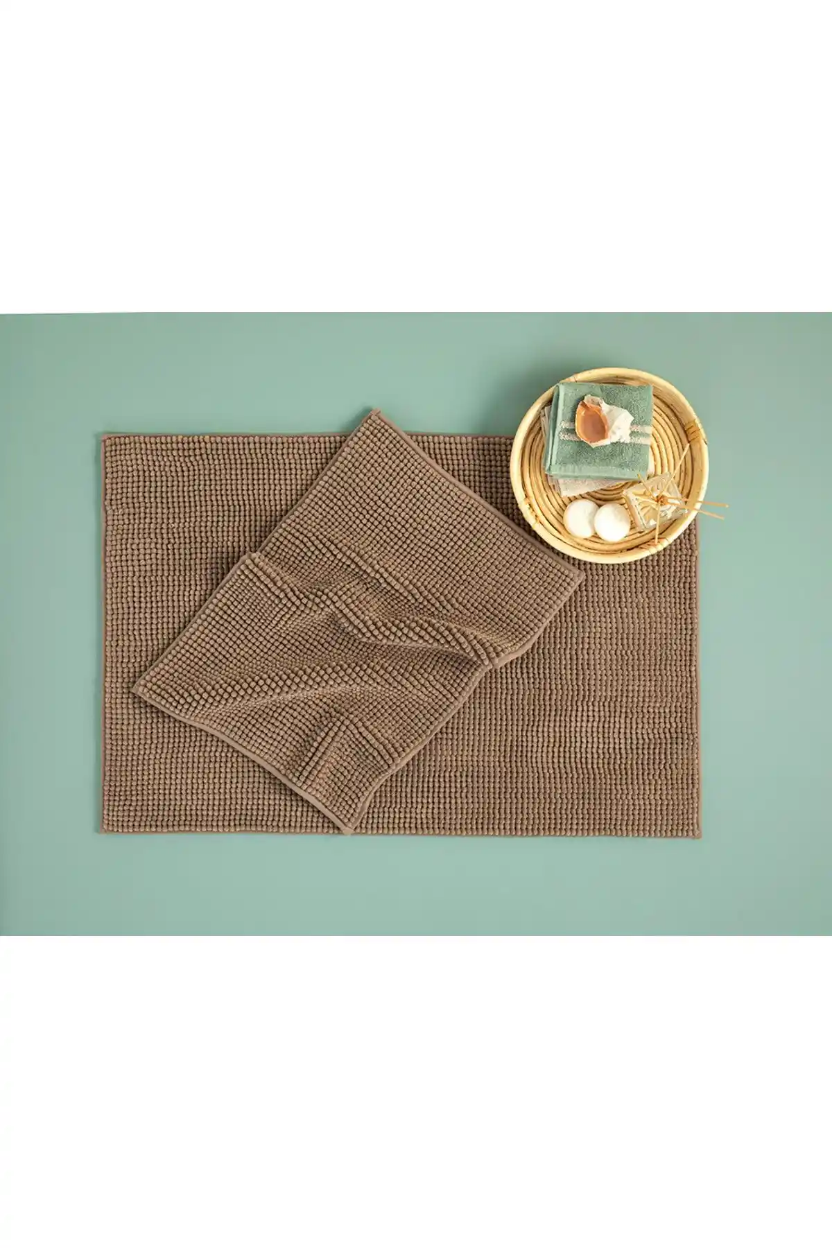 English Home Paige Polyester Makarna Banyo Paspası Setı ile Güvenli ve Şık Banyo Dekorasyonu