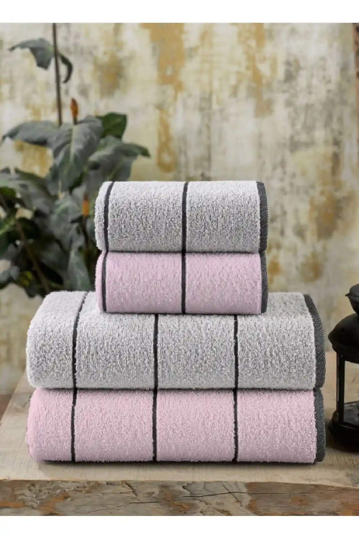 Eumenia Pudra Valona 50x85 ve 70x140 cm 4'lü Banyo Havlu Seti Şık ve Fonksiyonel Tasarım