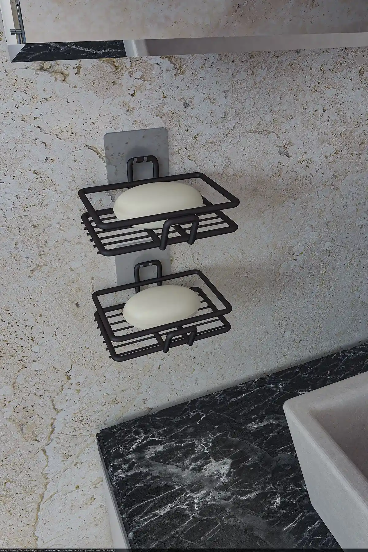 EVA Metal Tasarım Yapışkanlı Sabunluk Seti Modern Banyo ve Mutfak Aksesuarı