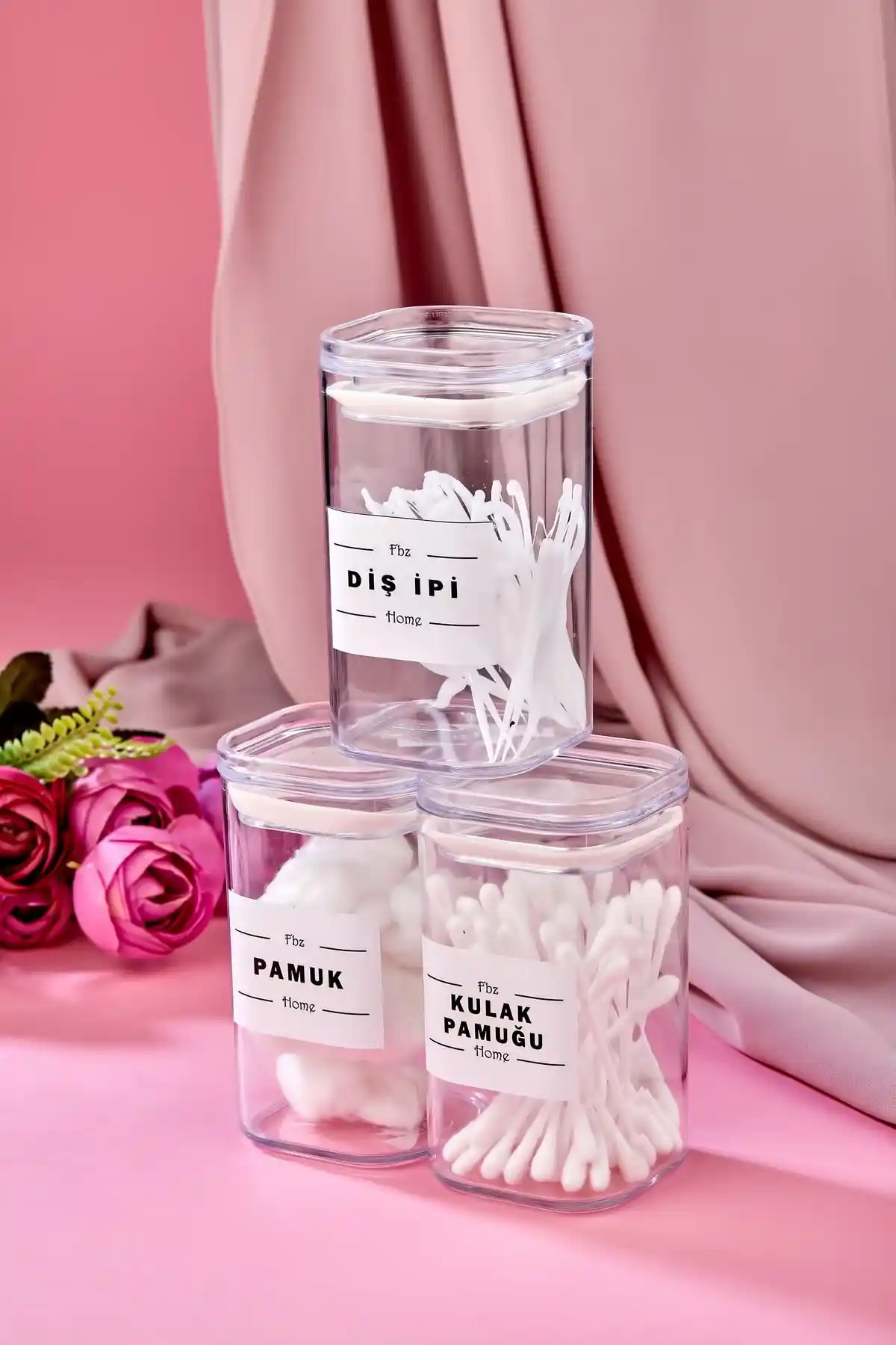 FBZhome 3'lü Akrilik Diş İpi ve Kulak Pamuğu Seti Pratik Hijyen Çözümü