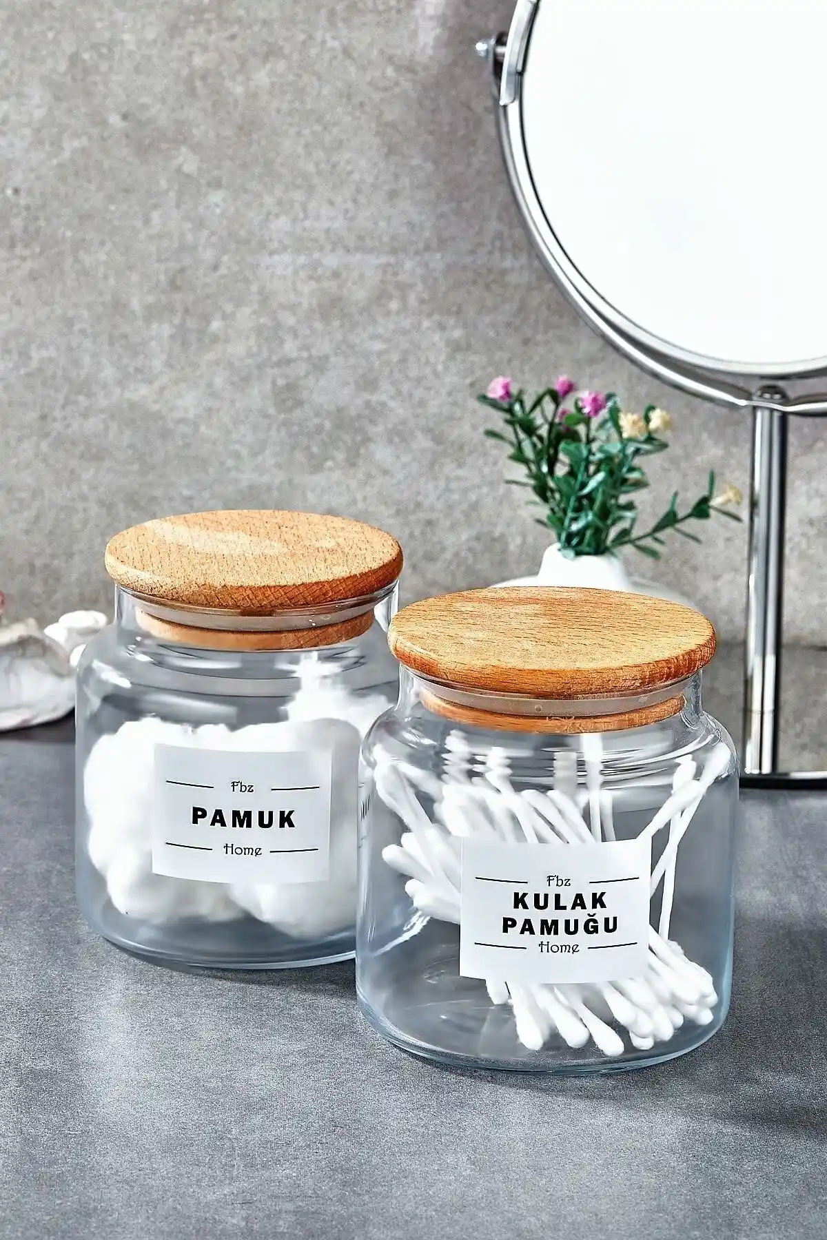 FBZhome Dekoratif Cam Kulak Pamuğu ve Pamukluk Organizeri: Şıklık ve İşlevselliğin Buluşması