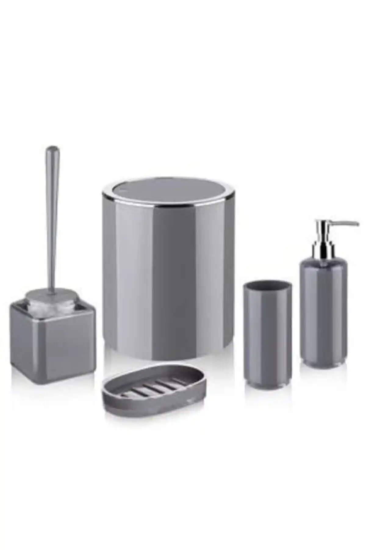 Genel Markalar 5'li Banyo Seti Gri - Modern ve Dayanıklı Banyo Dekorasyonu Çözümü