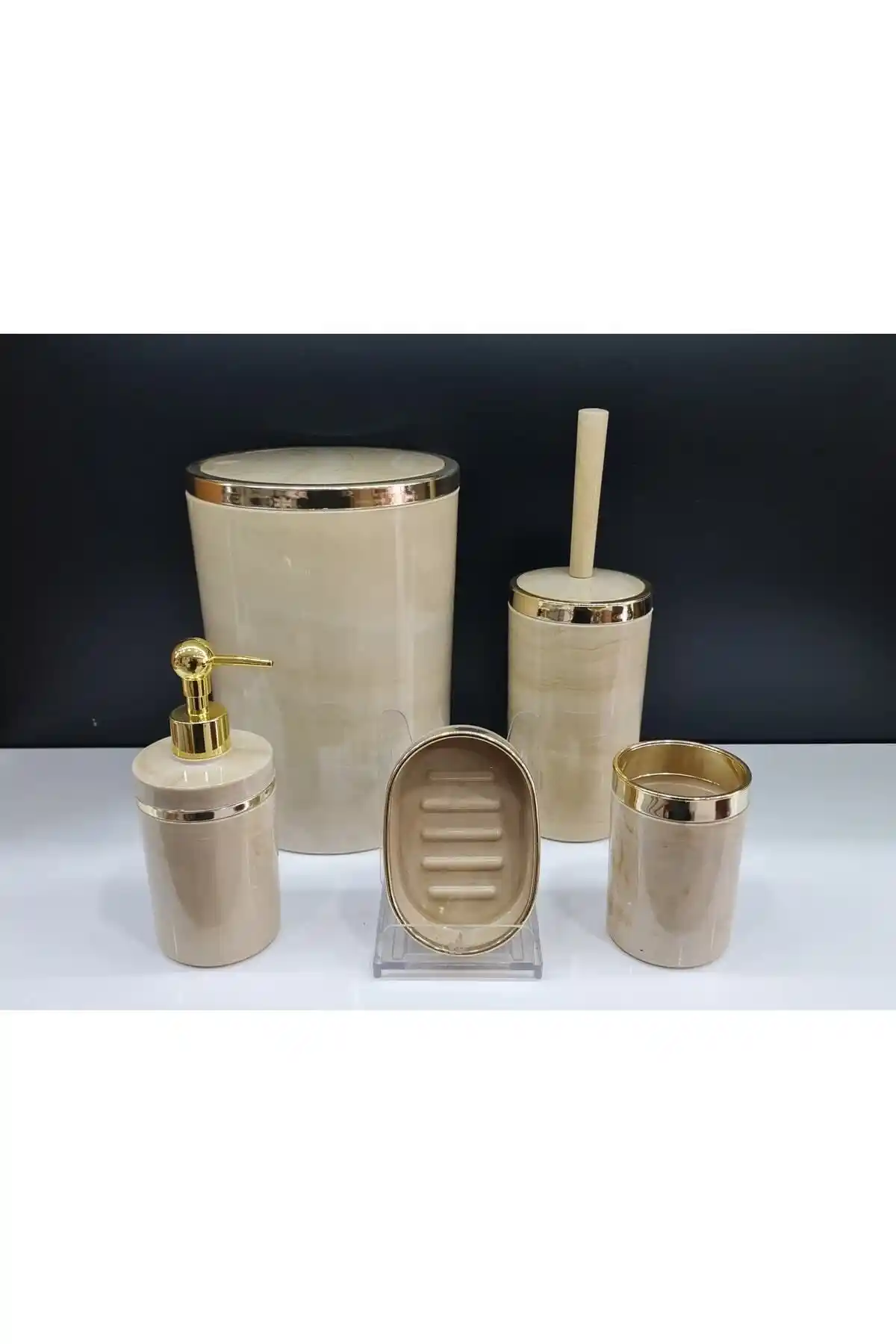 Genel Markalar 5 Parça Akrilik Yuvarlak Banyo Seti Modern ve Şık Tasarım