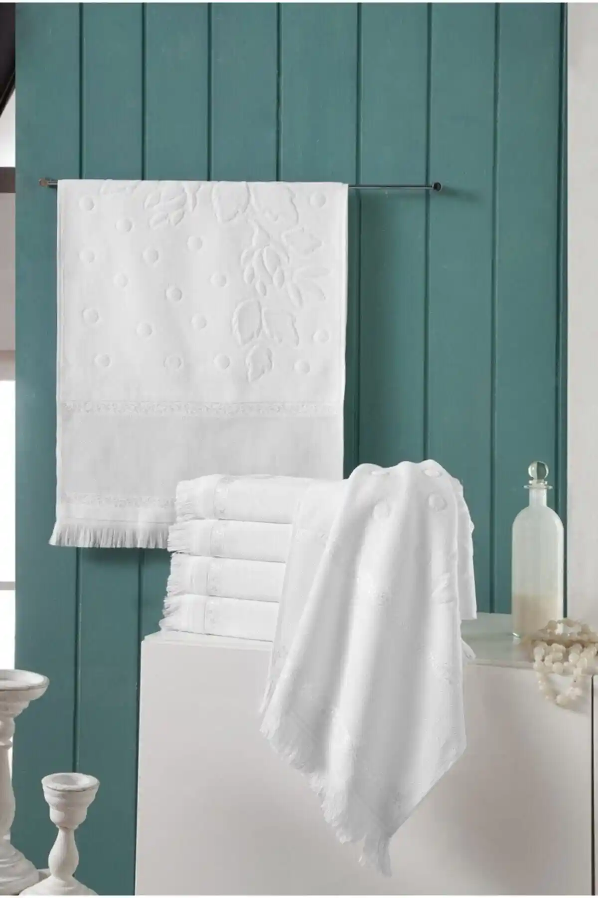 Genel Markalar 6'lı Pamuklu Jakarlı Kanaviçe El Havlusu Seti 30x50 cm