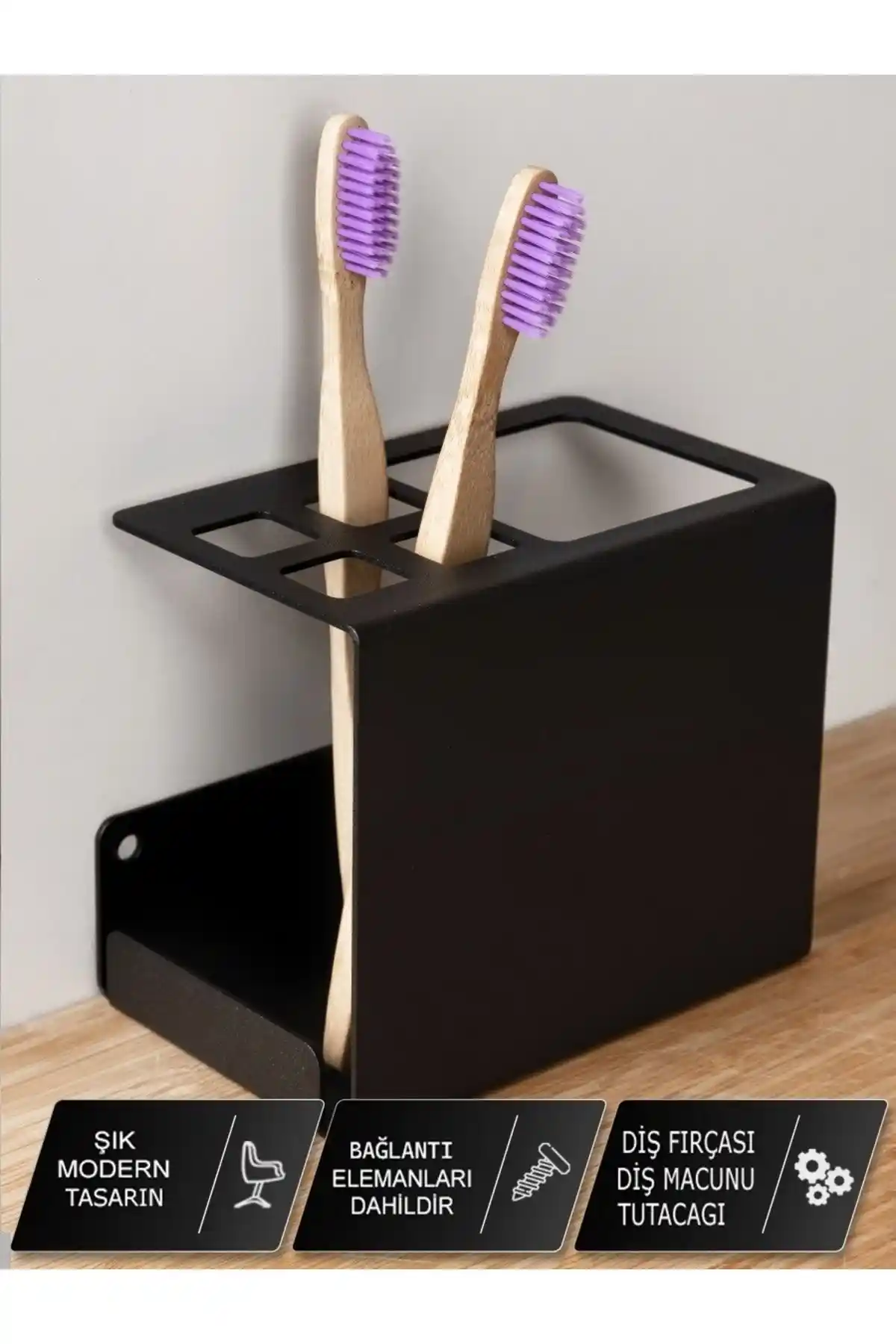 Genel Markalar Metal Diş Fırçası ve Diş Macunu Askılığı Modern Banyo Dekorasyonu İçin