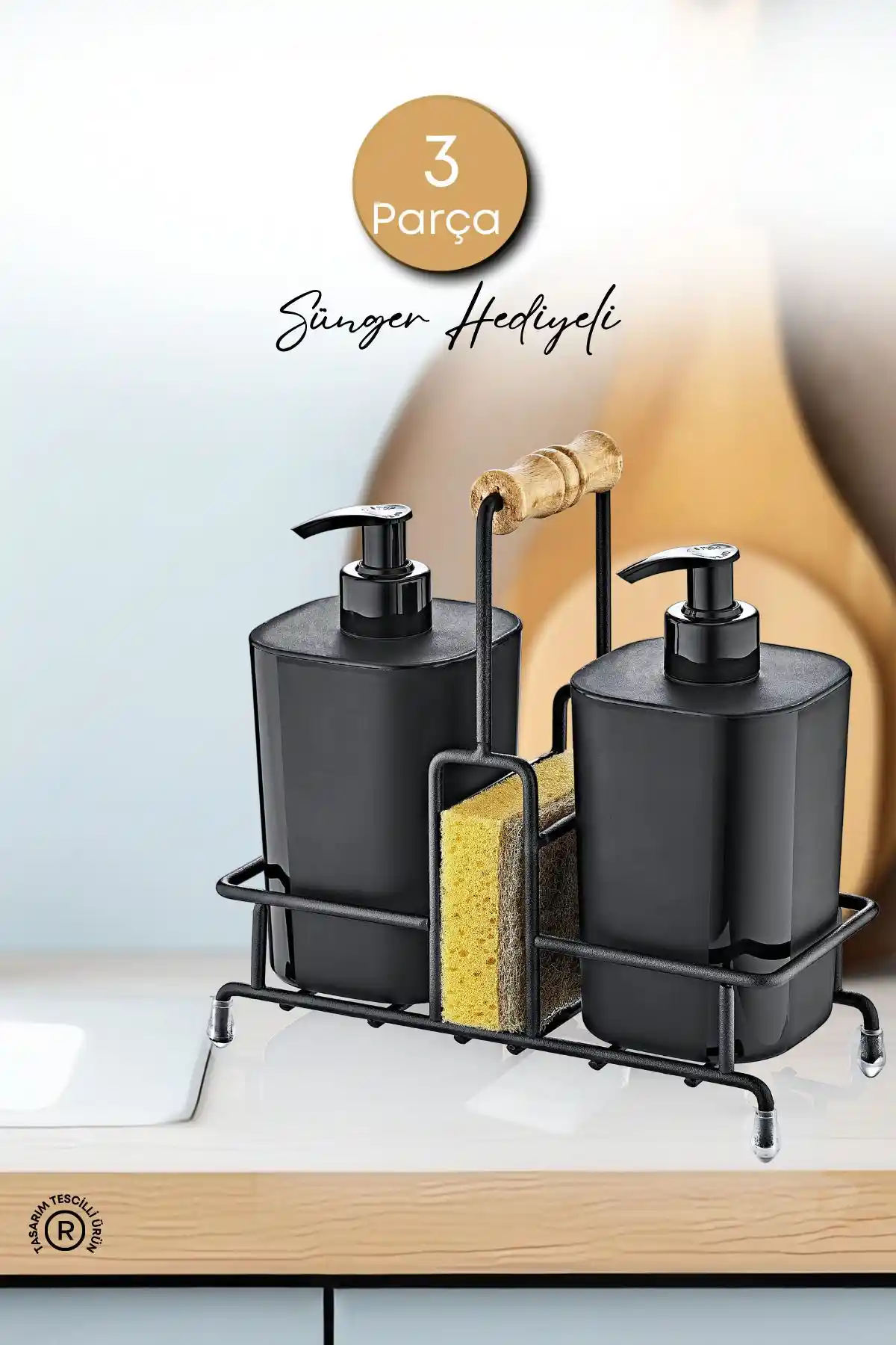 GRİMOR Life Metal Standlı Siyah Begonya Mutfak Seti Modern ve Dayanıklı Tasarım